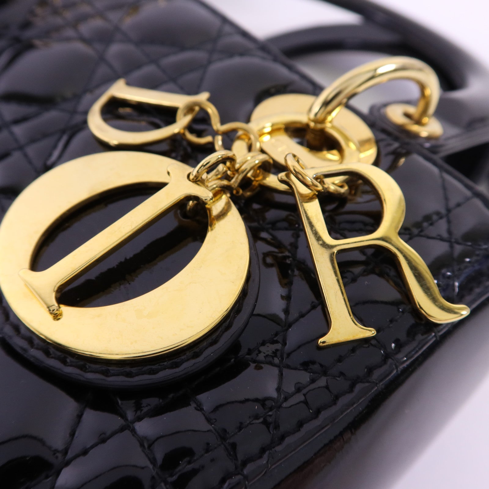 Dior 漆皮皮革Lady Dior金扣手挽肩背兩用袋