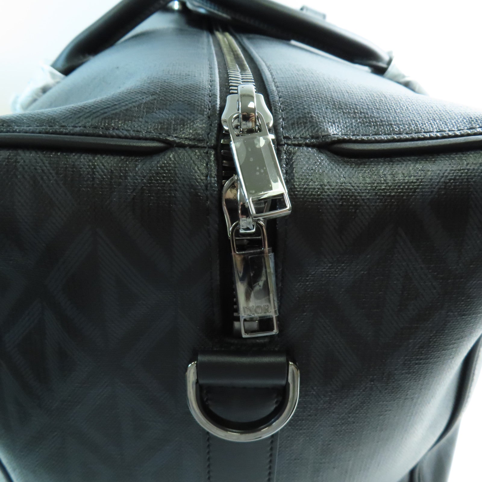 Dior CD Lingot 50 2 Way Shoulder Boston Bag Coated Canvas Black