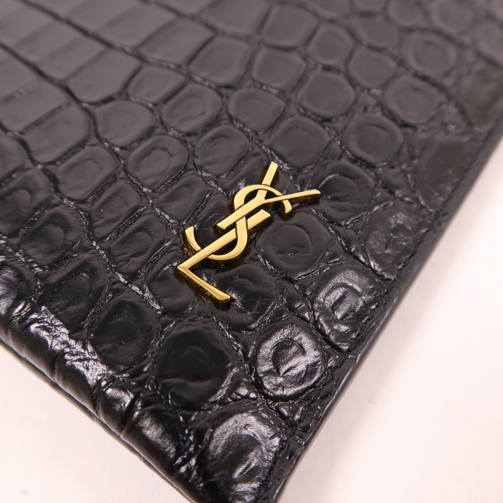 SAINT LAURENT 【激減優惠】牛皮皮革Clutch金扣手拿包