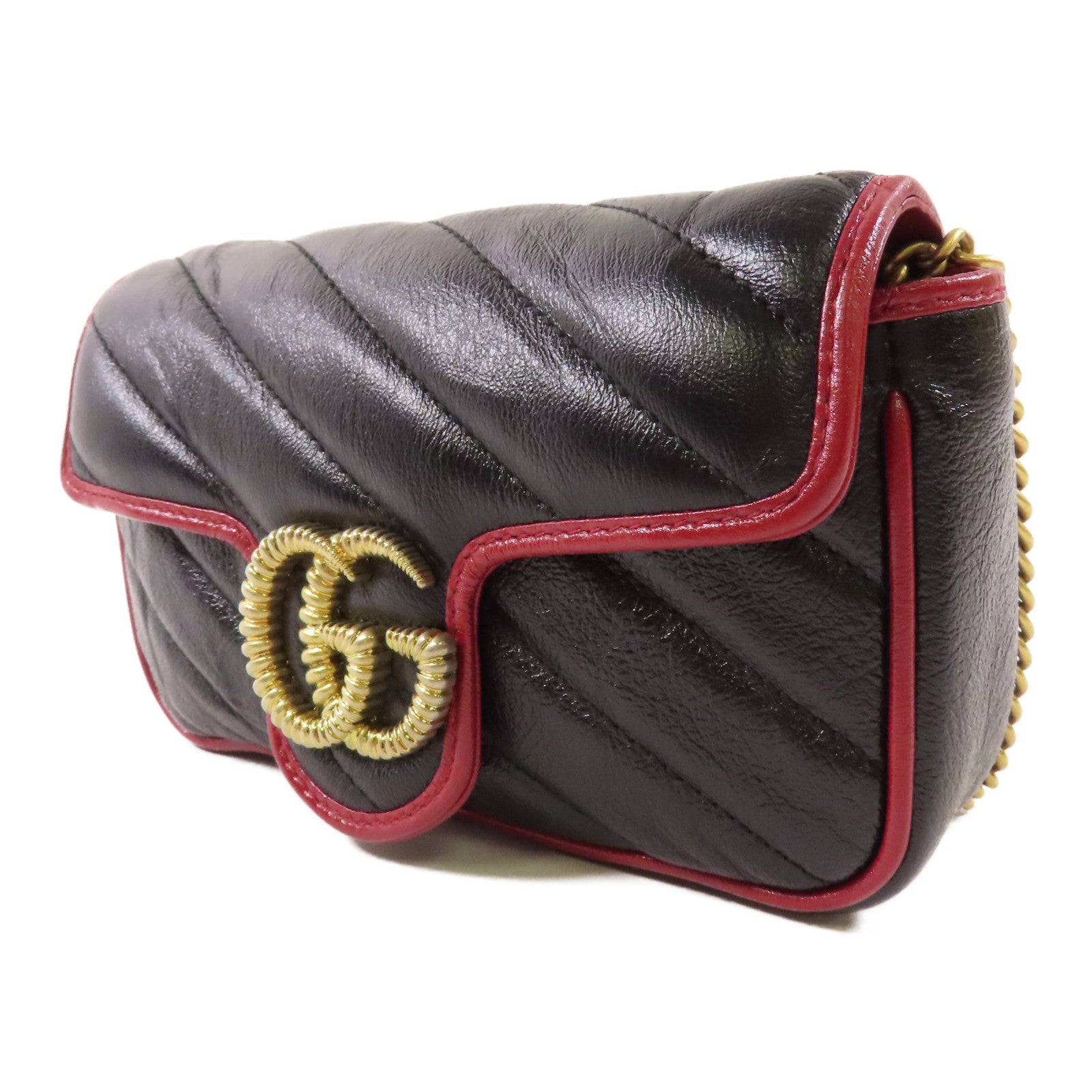 GUCCI 牛皮皮革Shoulder Bag金扣鏈帶肩背袋