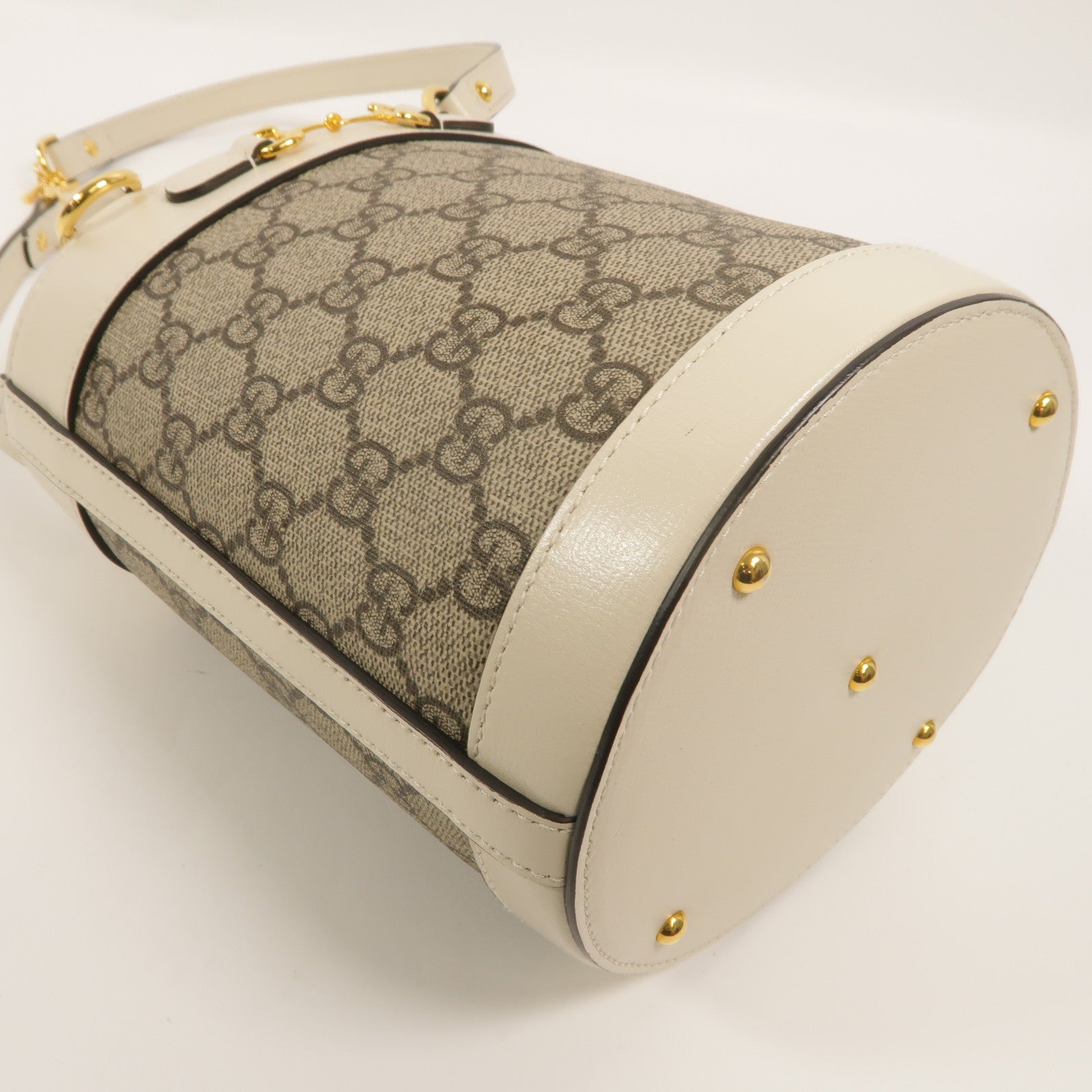 GUCCI 塗層帆布Horsebit 1955 Small Bucket肩背袋