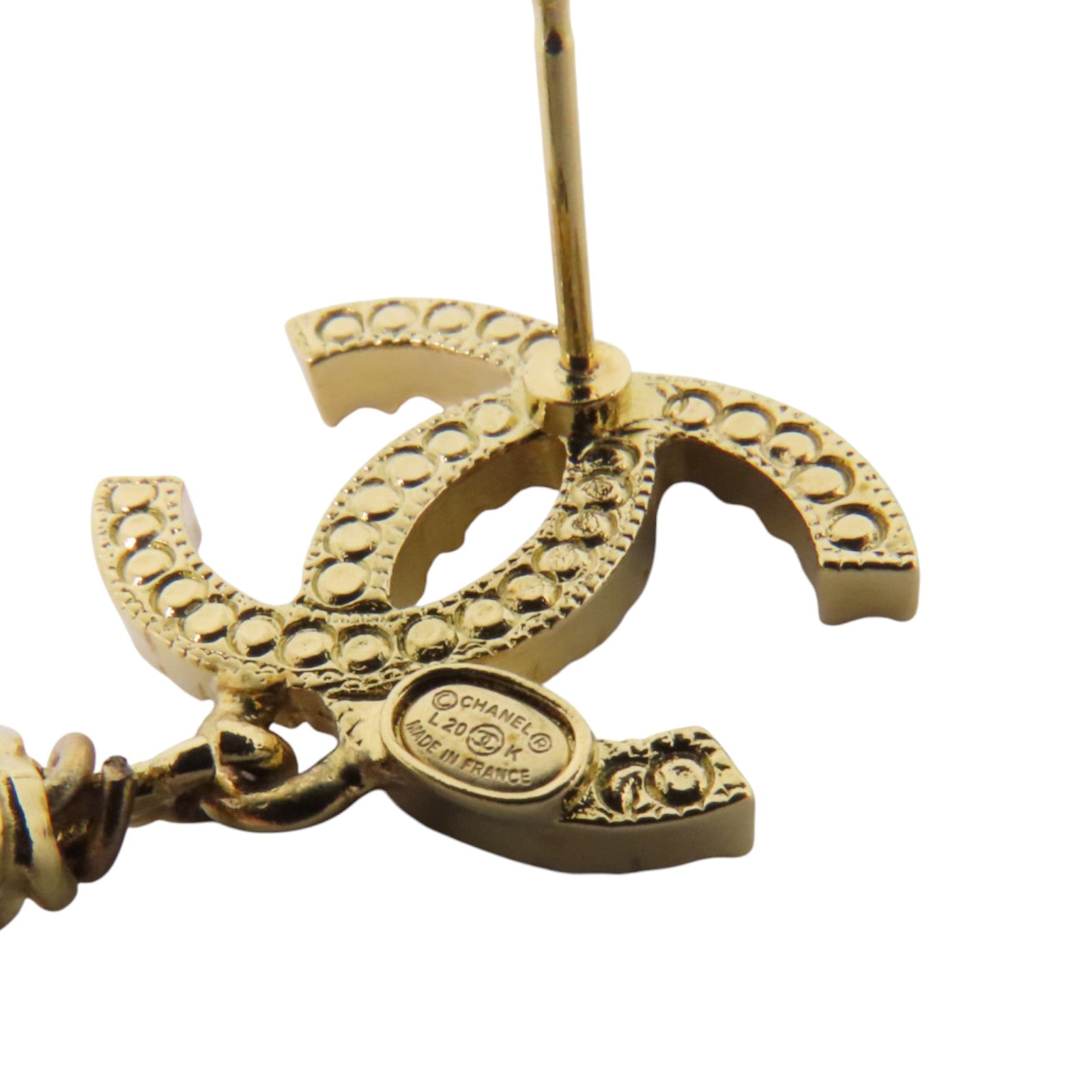 CHANEL 金屬/水鑽/仿珍珠Earrings金扣耳環