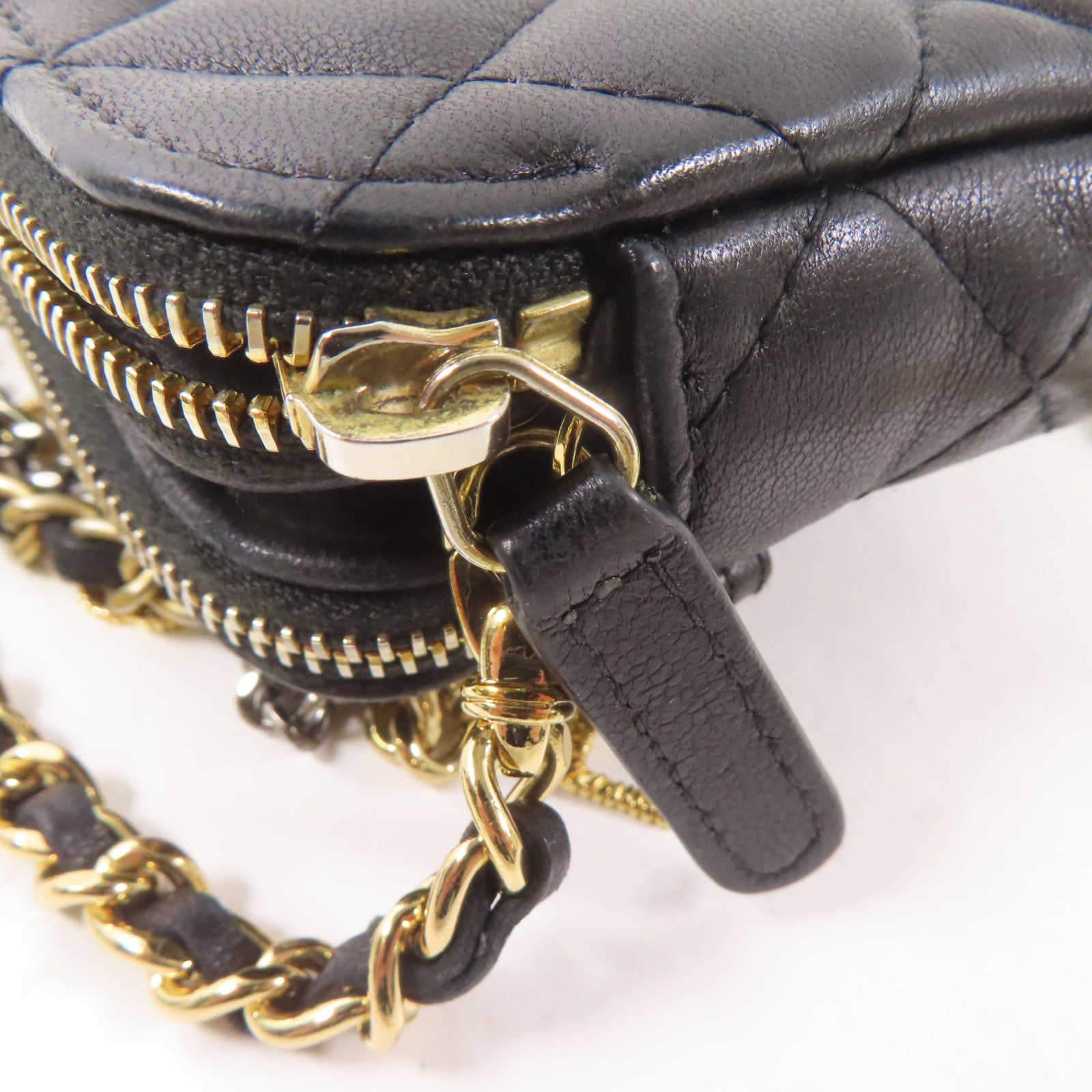 CHANEL 羊皮皮革Chain Shoulder Bag金扣鏈帶肩背袋黑色