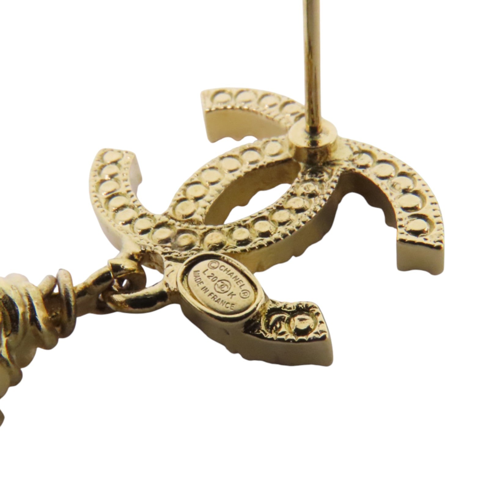 CHANEL 金屬/水鑽/仿珍珠Earrings金扣耳環