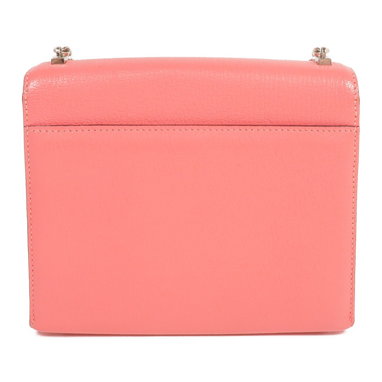 HERMES Chevre皮革Verrou Mini銀扣鏈帶肩背袋Rose Lipstick