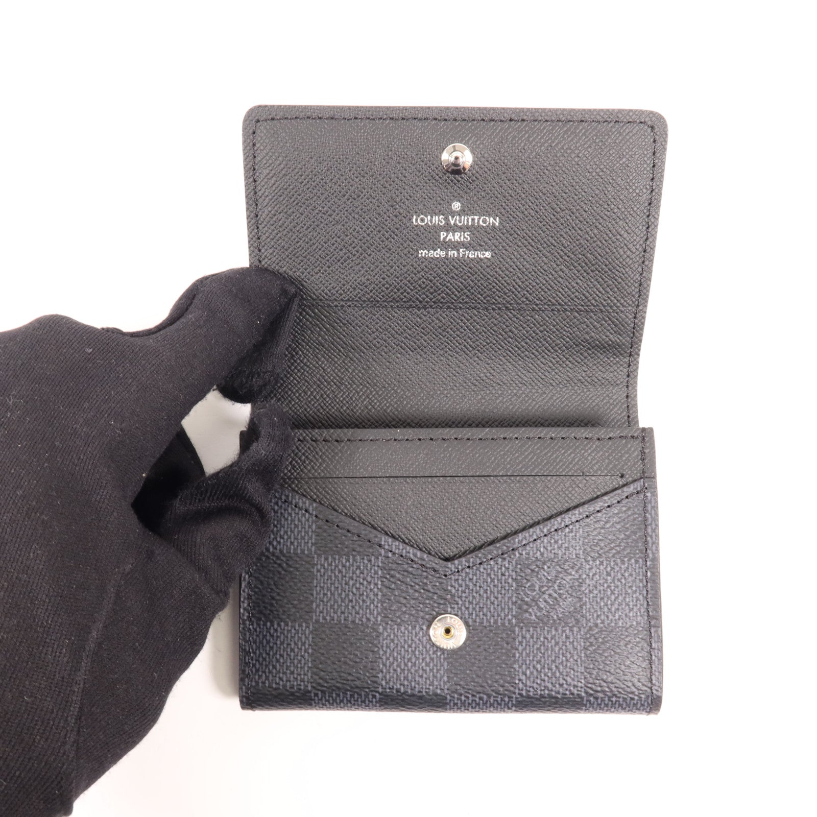 LOUIS VUITTON Damier Graphite Enveloppe Carte De Visite Card Case銀扣卡片套