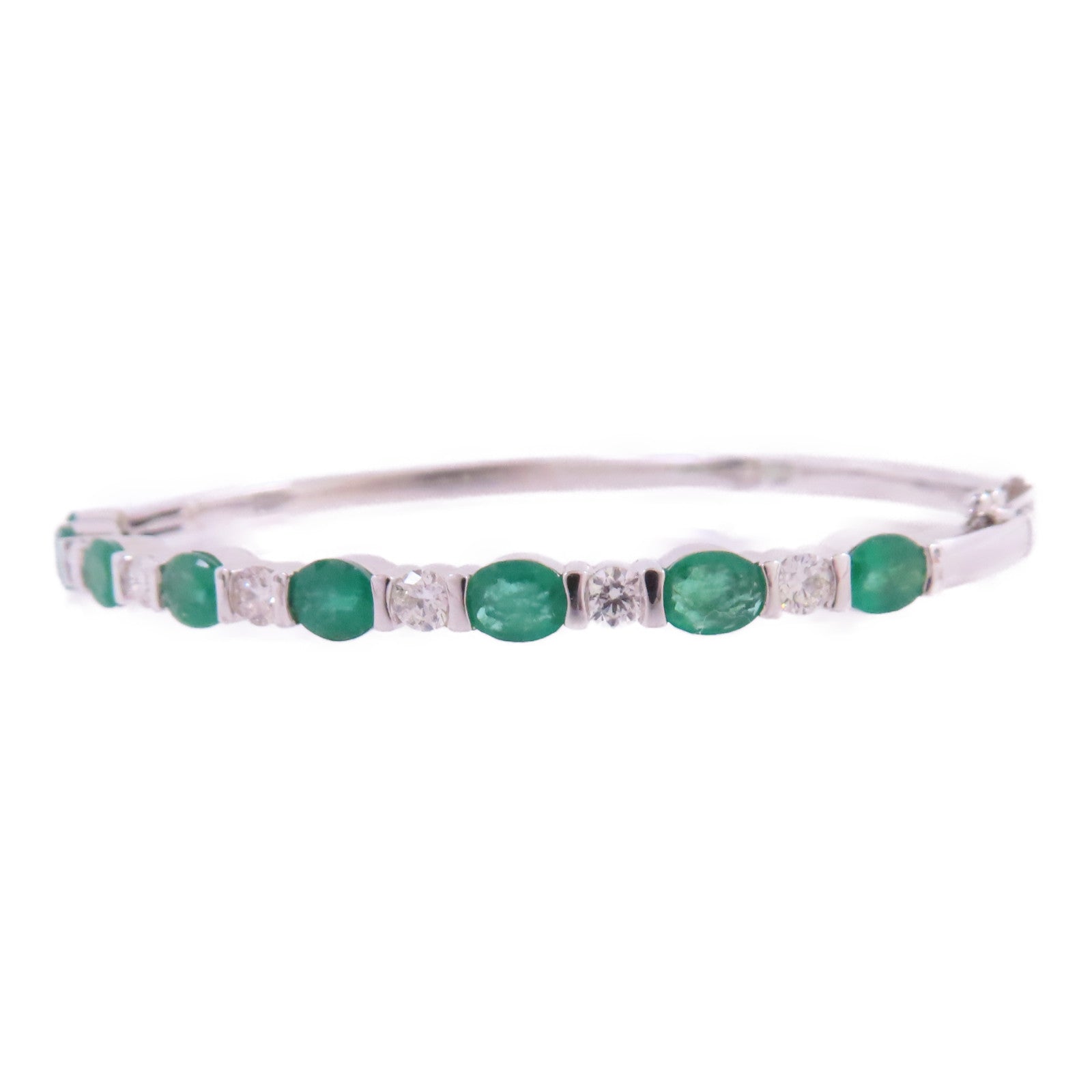 JEWELRY 18K白金/綠寶石/鑽石Emerald Diamond Bangle手鐲
