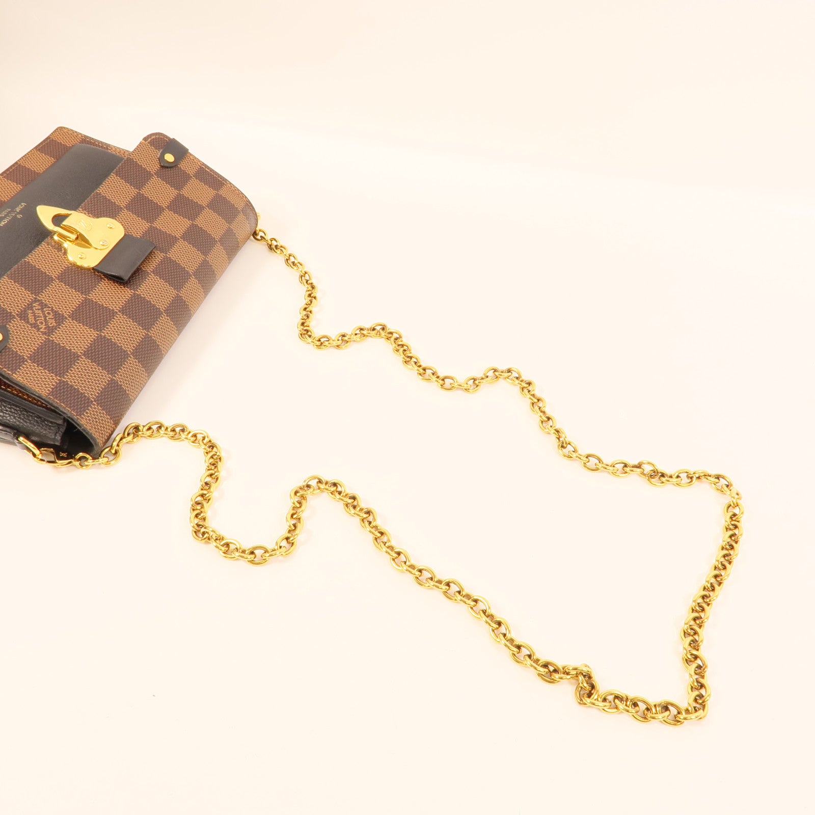 LOUIS VUITTON Damier Vavin PM金扣鏈帶肩背袋