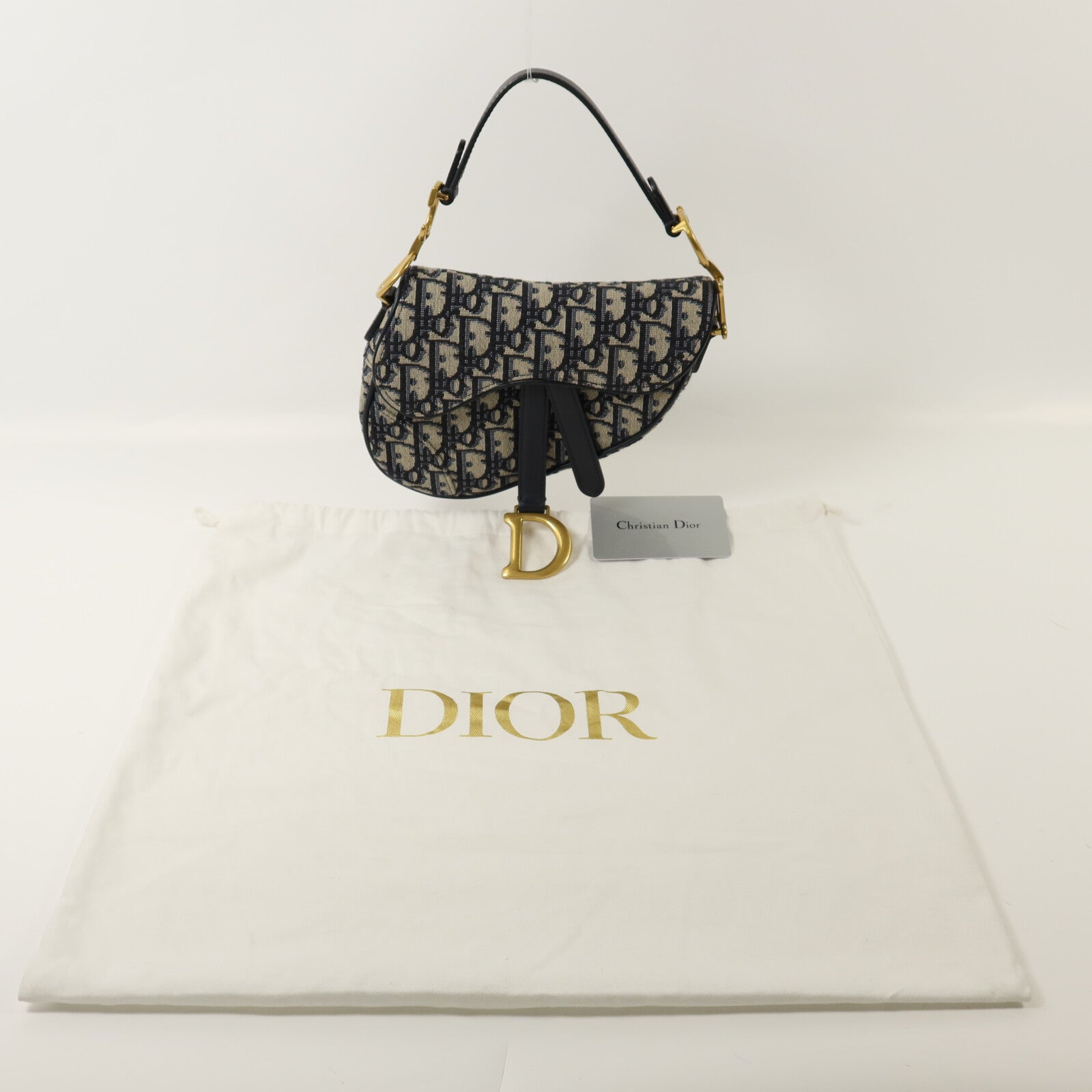 Dior 帆布Mini Saddle金扣肩背袋