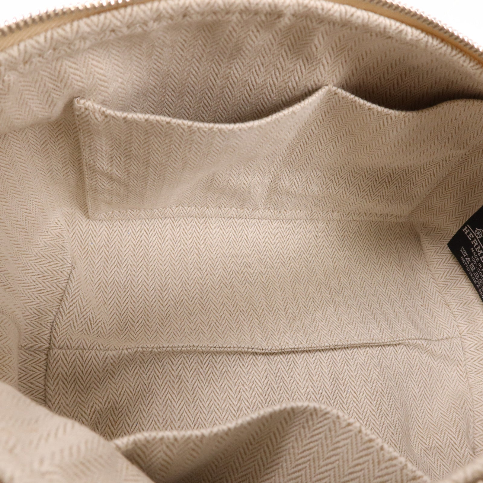 HERMES 帆布Bride A Brac PM銀扣手挽袋Beige