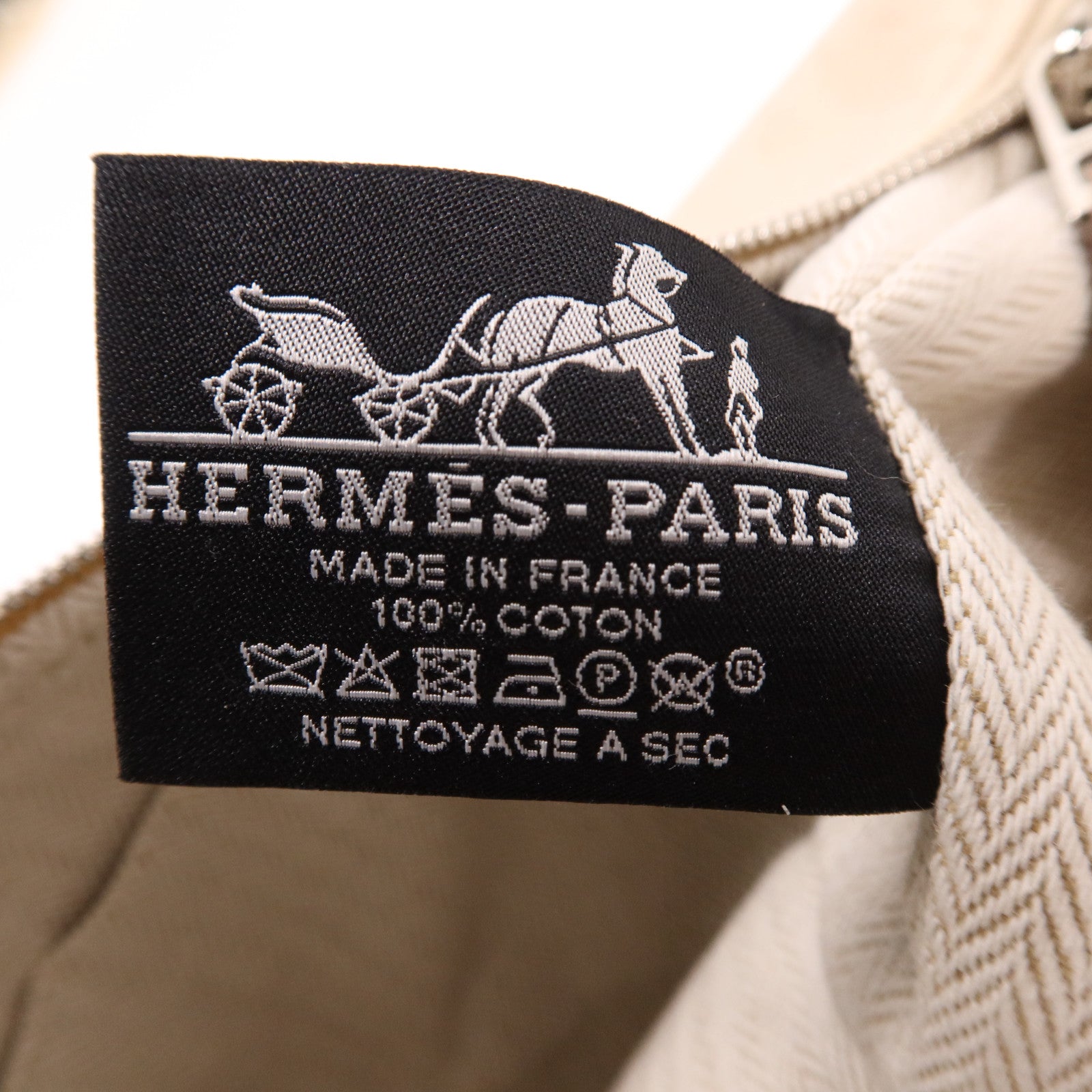 HERMES 帆布Bride A Brac PM銀扣手挽袋Beige