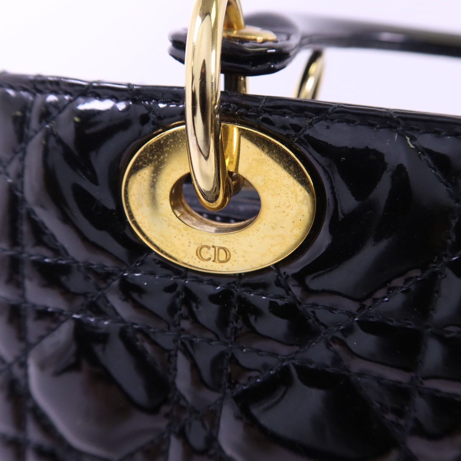 Dior 漆皮皮革Lady Dior金扣手挽肩背兩用袋