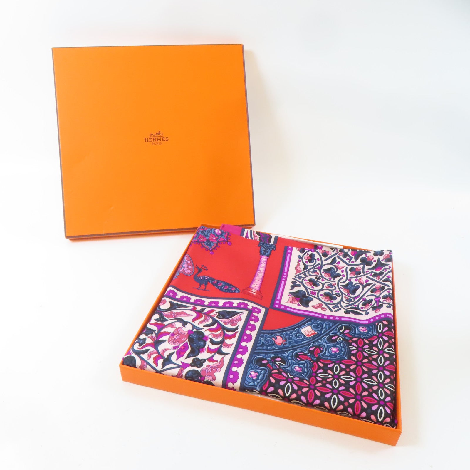 HERMES 絲質Scarf絲巾紅色/多色