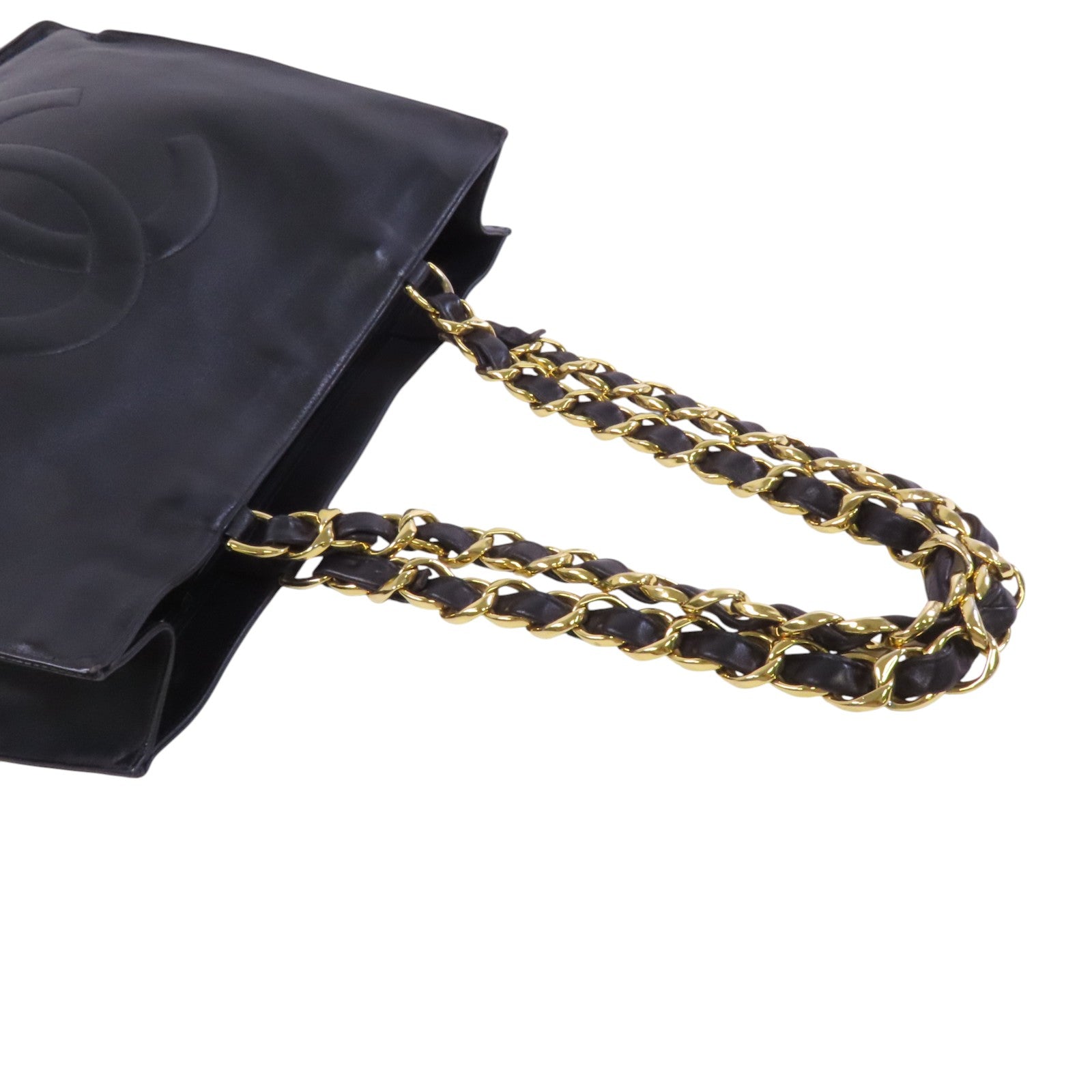 CHANEL 羊皮皮革Shoulder Tote金扣鏈帶肩背袋