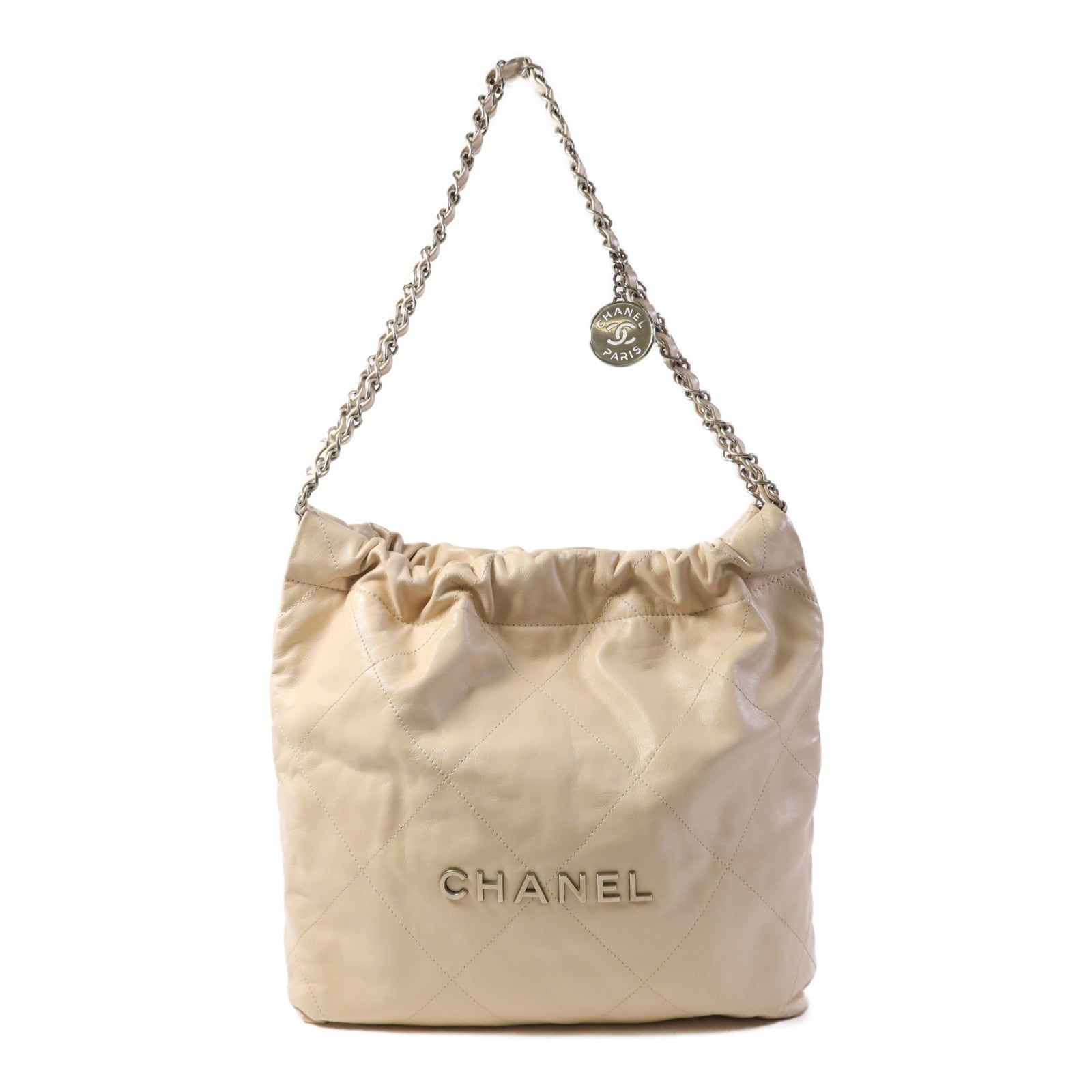CHANEL 牛皮皮革Chanel 22銀扣肩背袋
