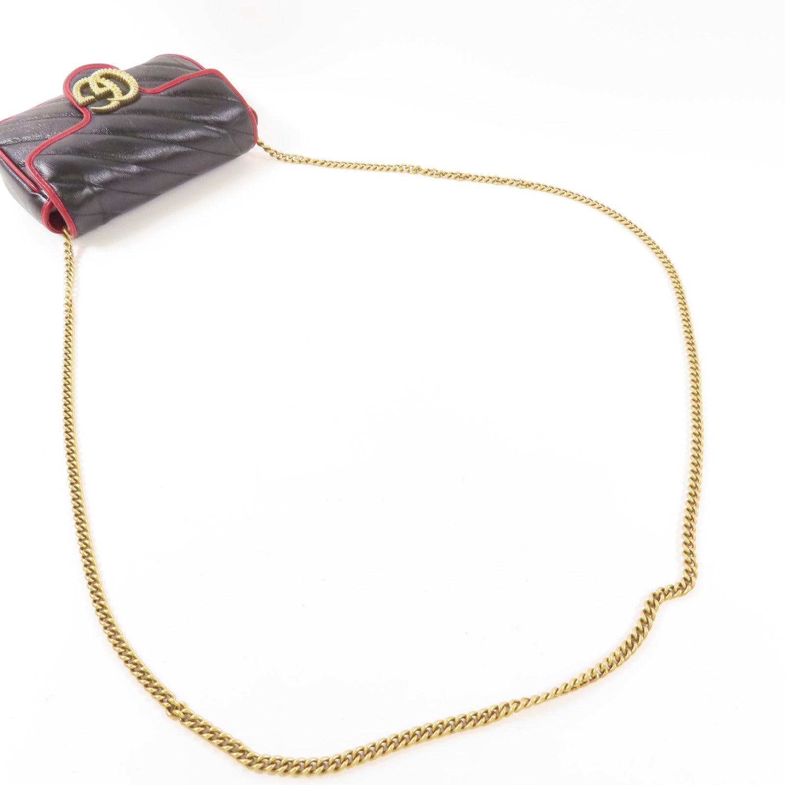 GUCCI 牛皮皮革Shoulder Bag金扣鏈帶肩背袋