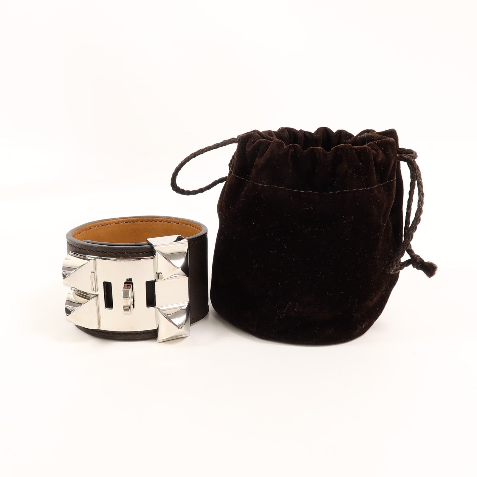 HERMES Swift皮革Collier De Chien Bracelet手帶Ebene