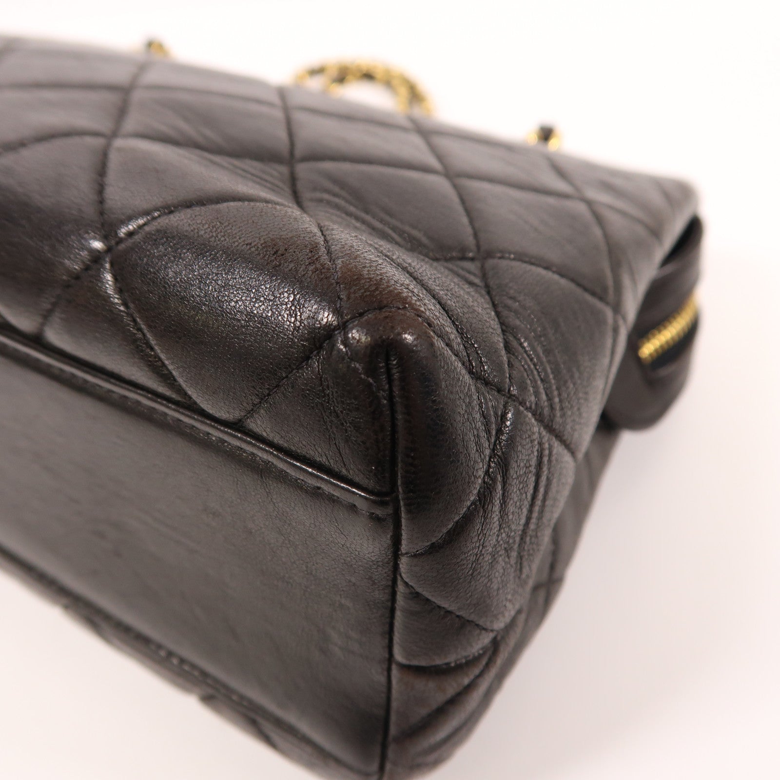 CHANEL 羊皮皮革Vintage Chain Shoulder金扣鏈帶肩背袋