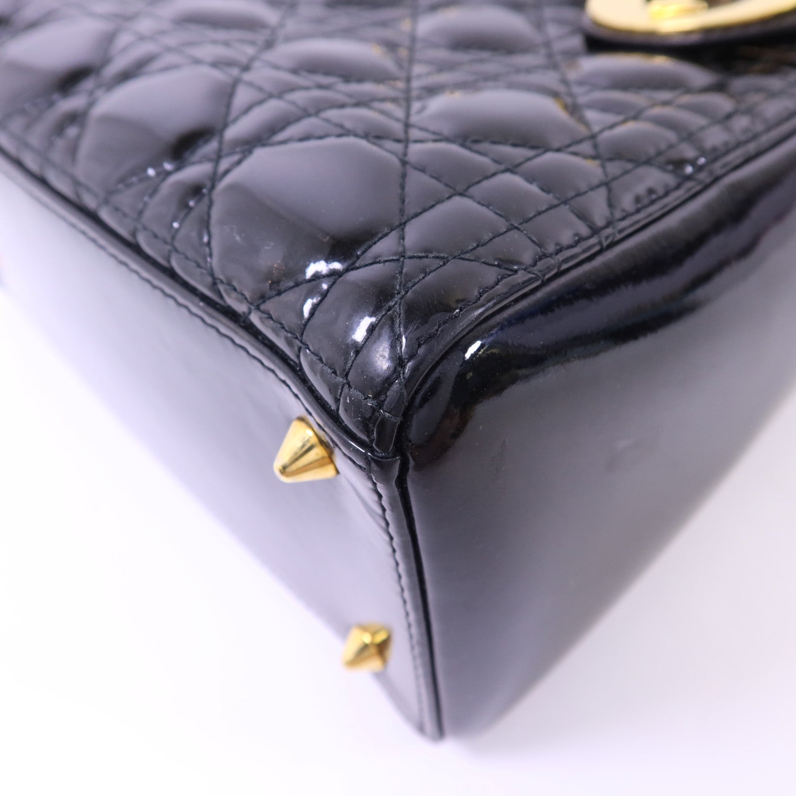 Dior 漆皮皮革Lady Dior金扣手挽肩背兩用袋
