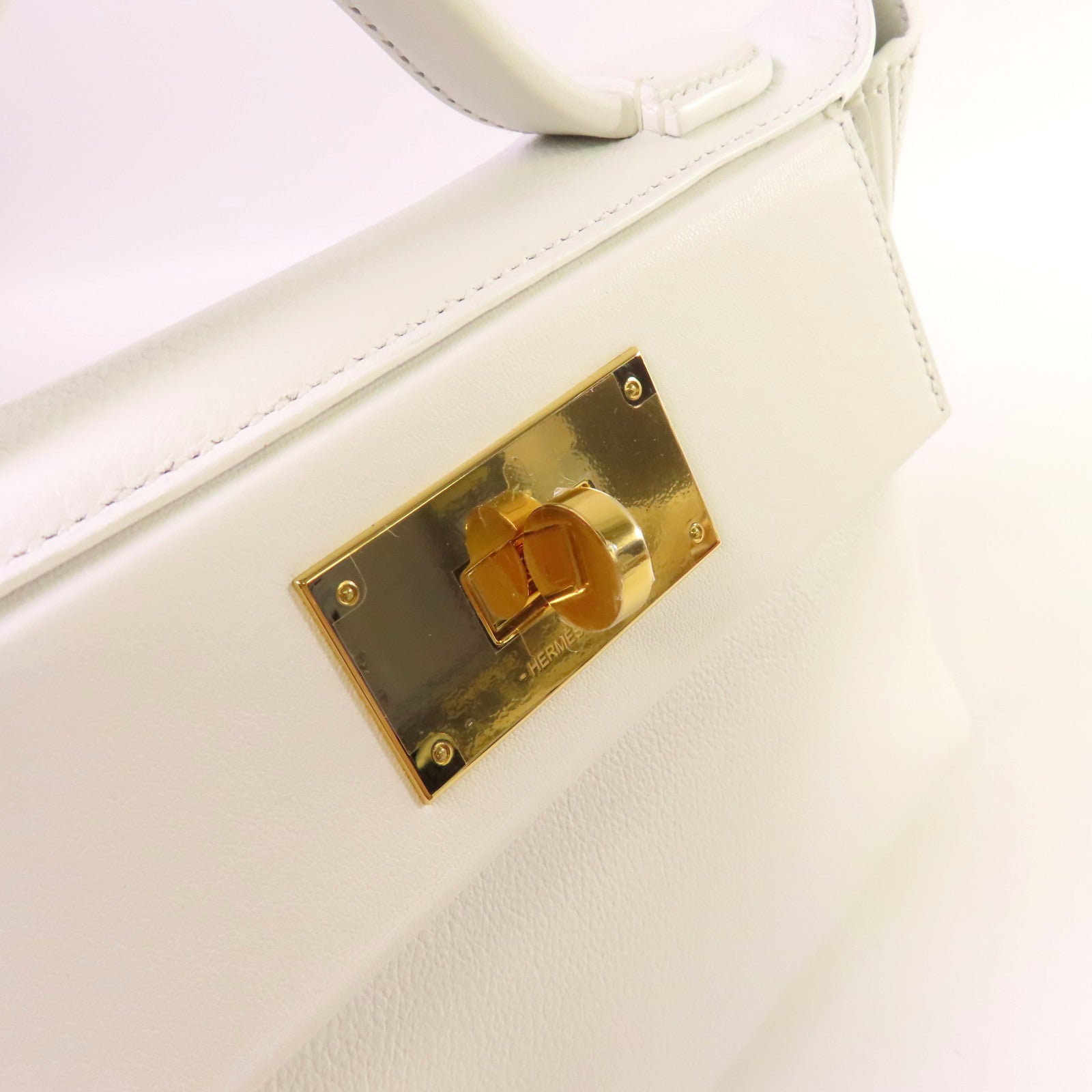 HERMES Evercolor皮革Mini 24/24 2Way Shoulder Bag金扣手挽肩背兩用袋白色