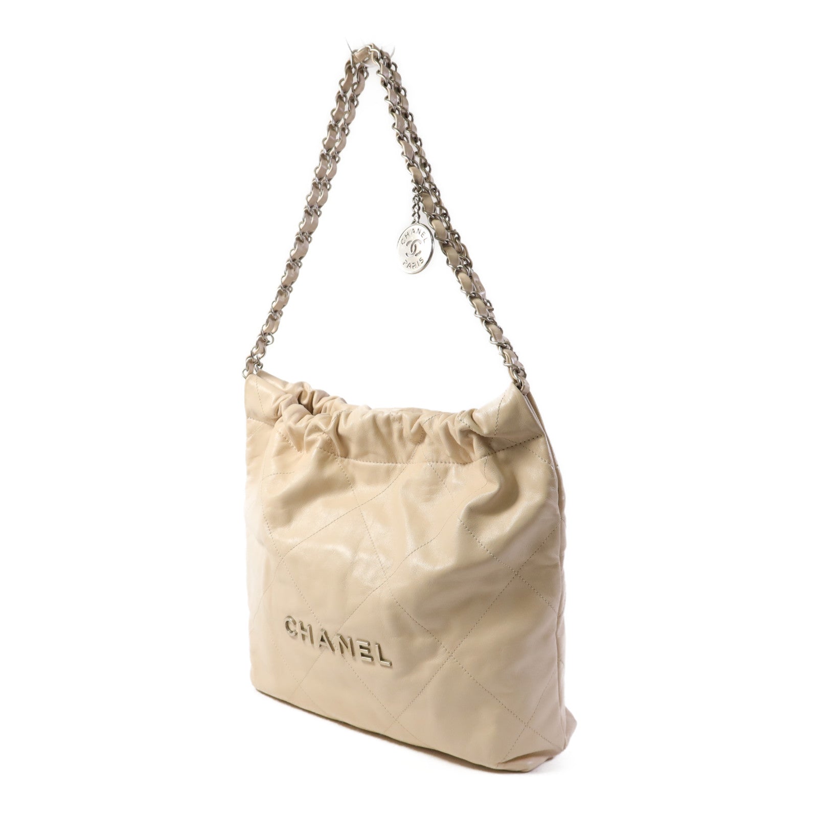 CHANEL 牛皮皮革Chanel 22銀扣肩背袋