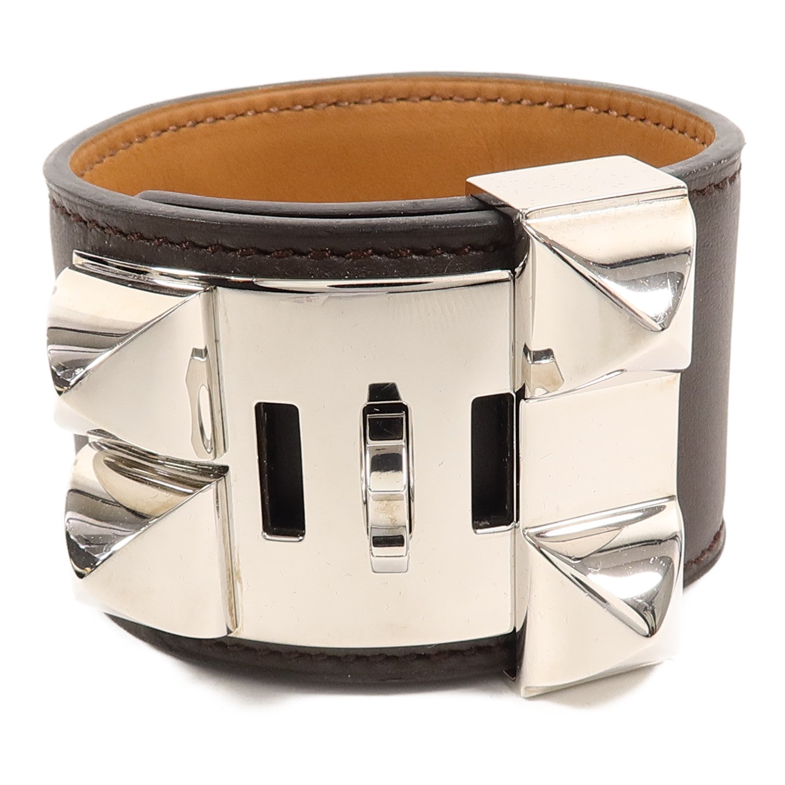 HERMES Swift皮革Collier De Chien Bracelet手帶Ebene