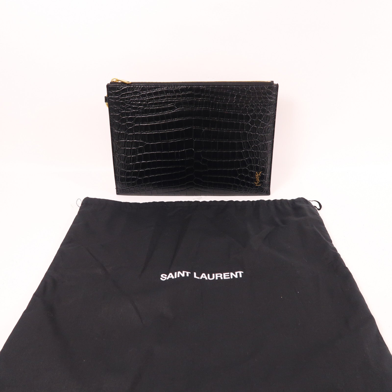 SAINT LAURENT 牛皮皮革Clutch金扣手拿包