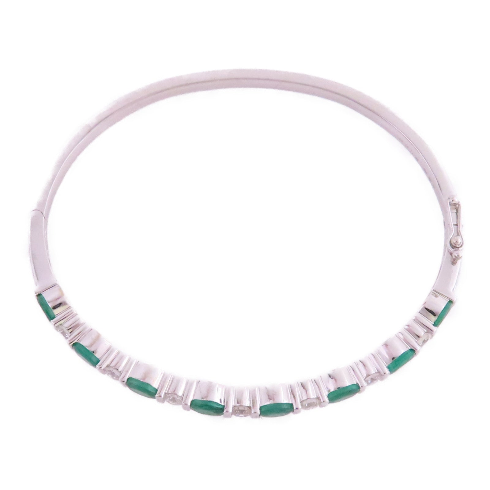 JEWELRY 18K白金/綠寶石/鑽石Emerald Diamond Bangle手鐲