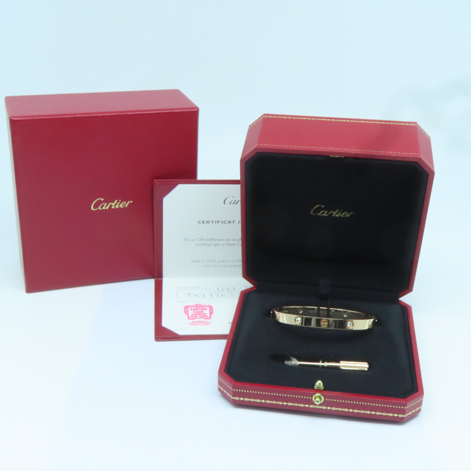 CARTIER 18K玫瑰金4 Diamonds Love Blaceret鑽石手鐲Cartier#19