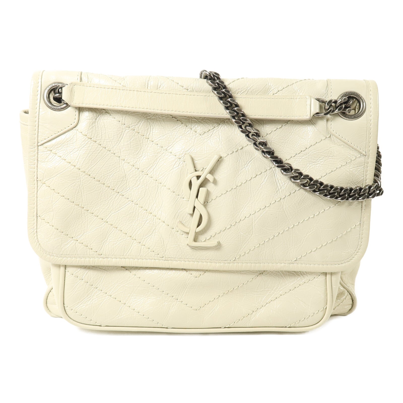 YVES SAINT LAURENT 牛皮皮革Niki鏈帶手挽肩背兩用袋