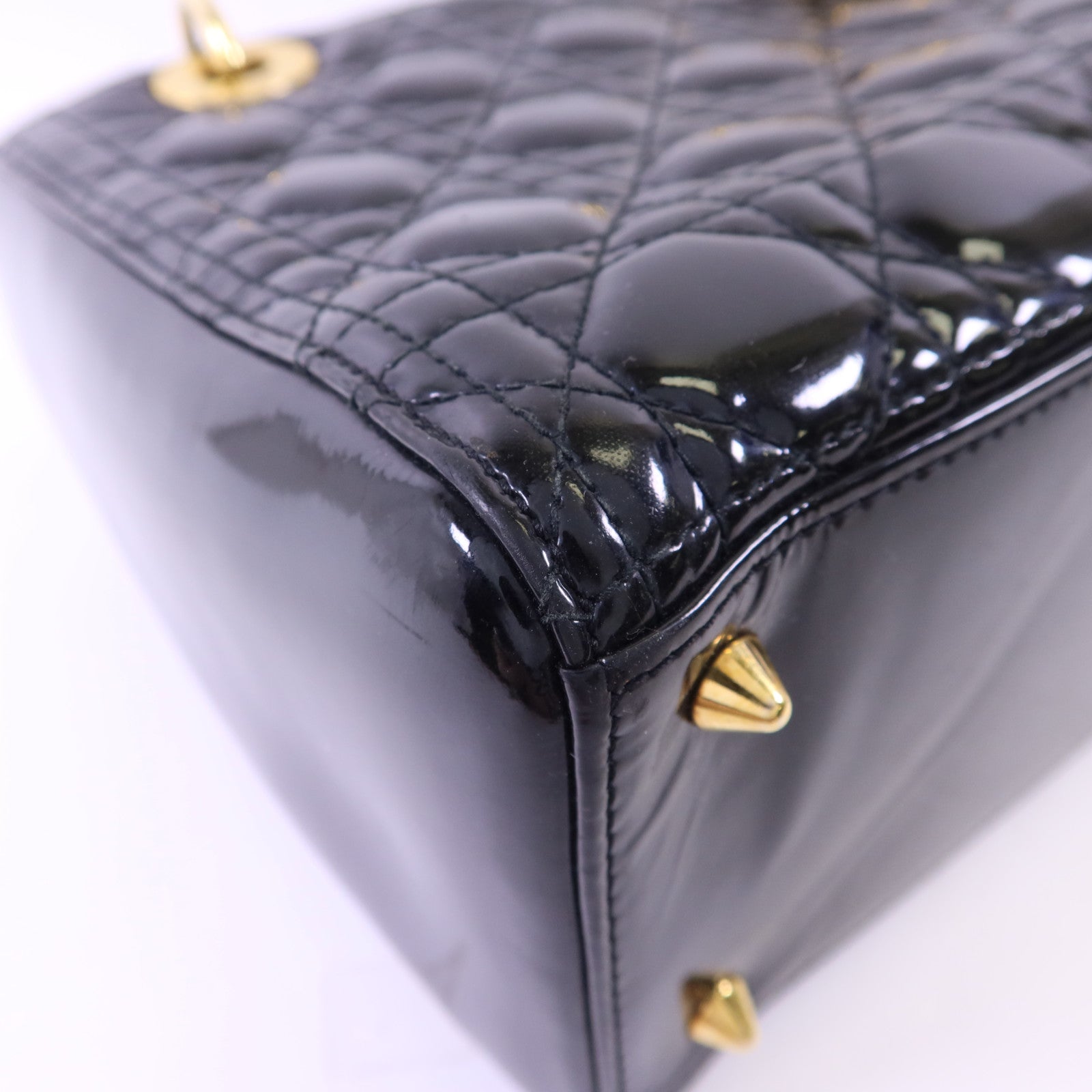 Dior 漆皮皮革Lady Dior金扣手挽肩背兩用袋