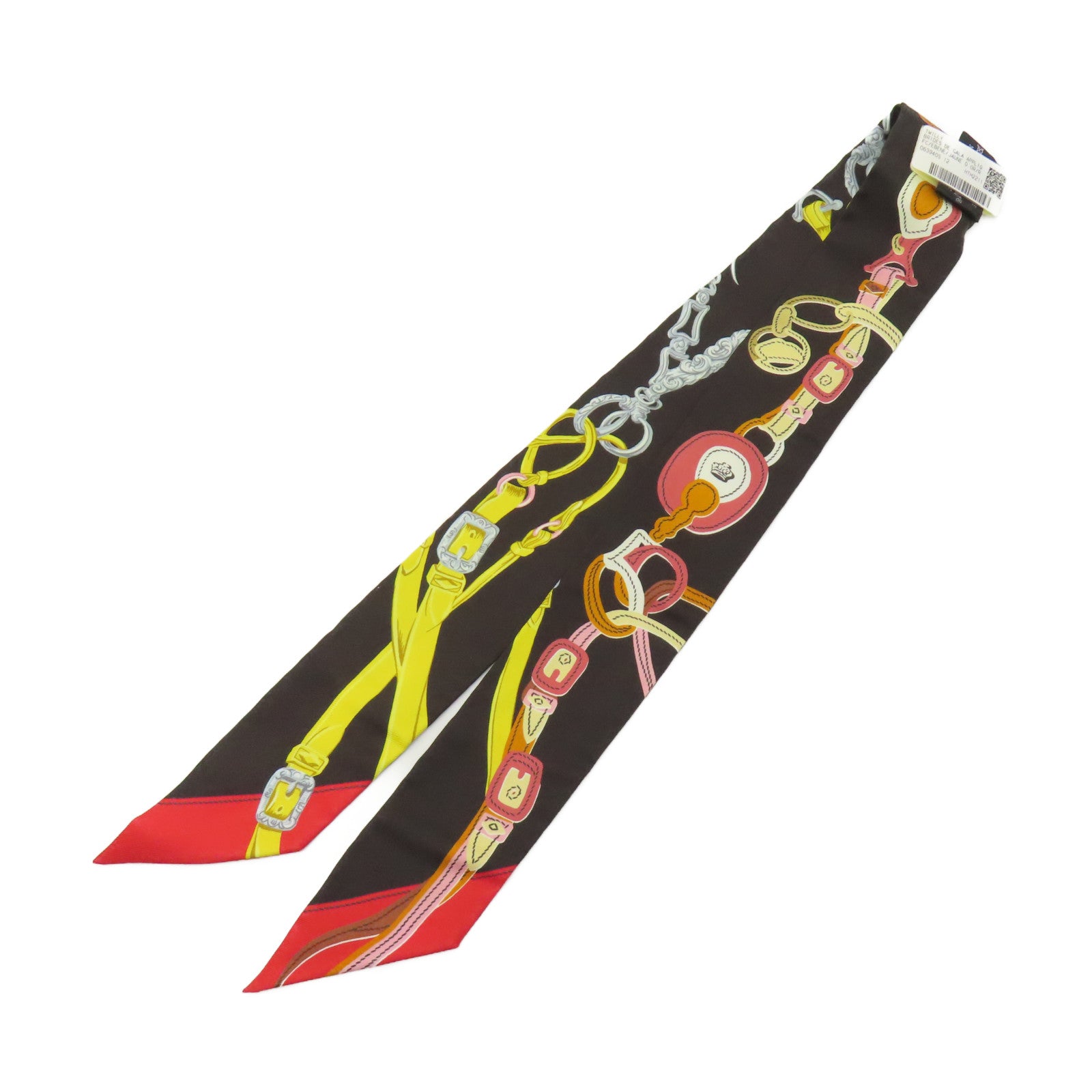 HERMES 【激減優惠】絲質Twilly絲巾黑色/黃色/紅色