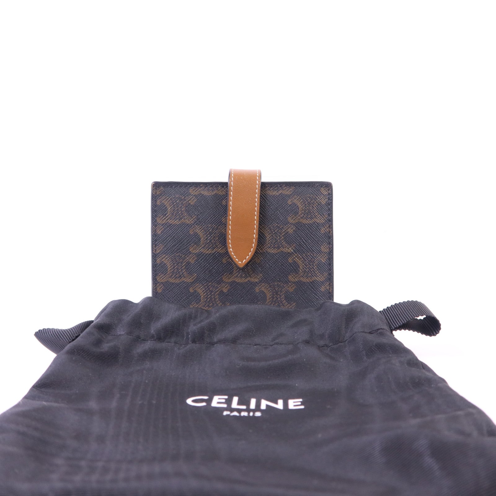 CELINE 塗層帆布/牛皮皮革Wallet金扣錢包
