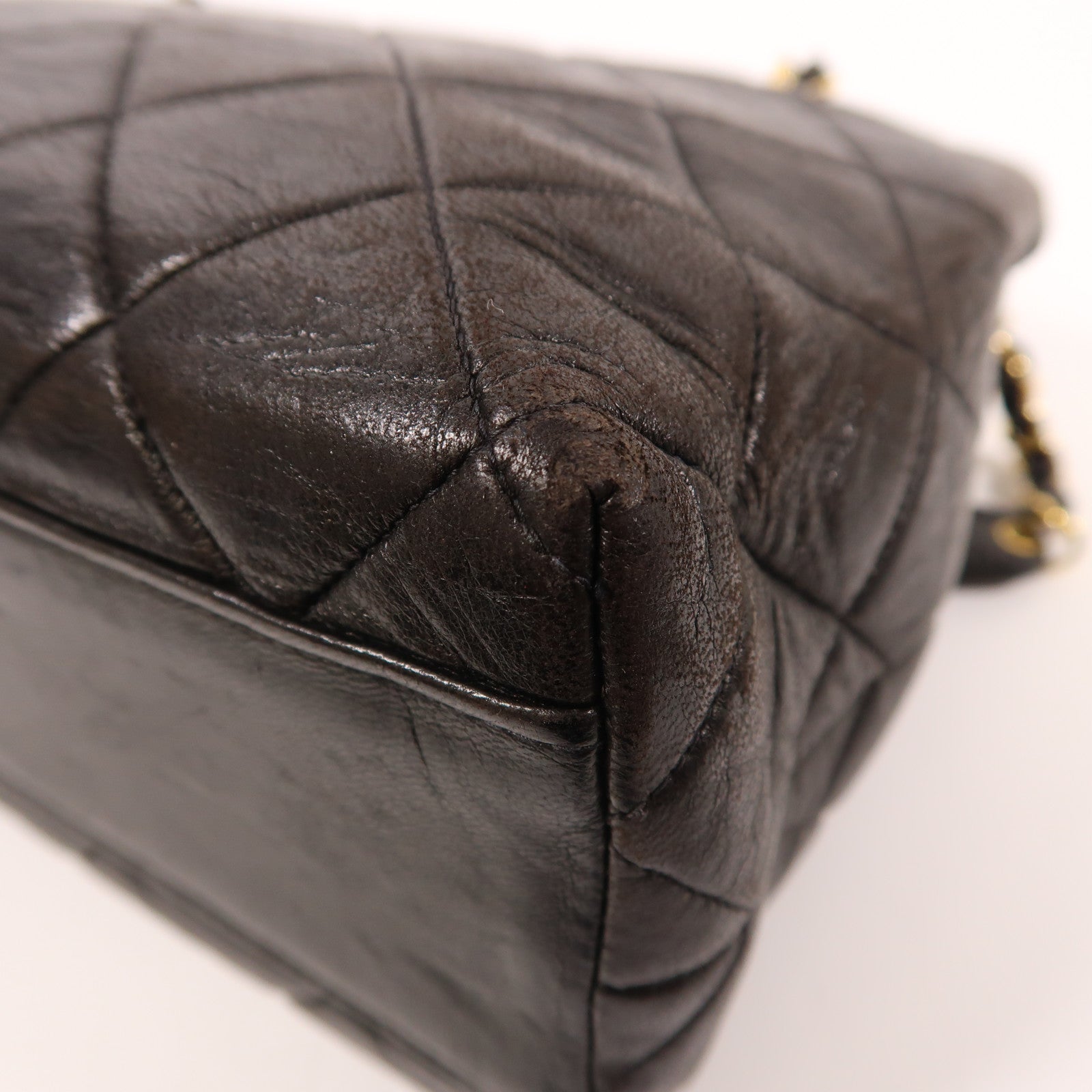 CHANEL 羊皮皮革Vintage Chain Shoulder金扣鏈帶肩背袋