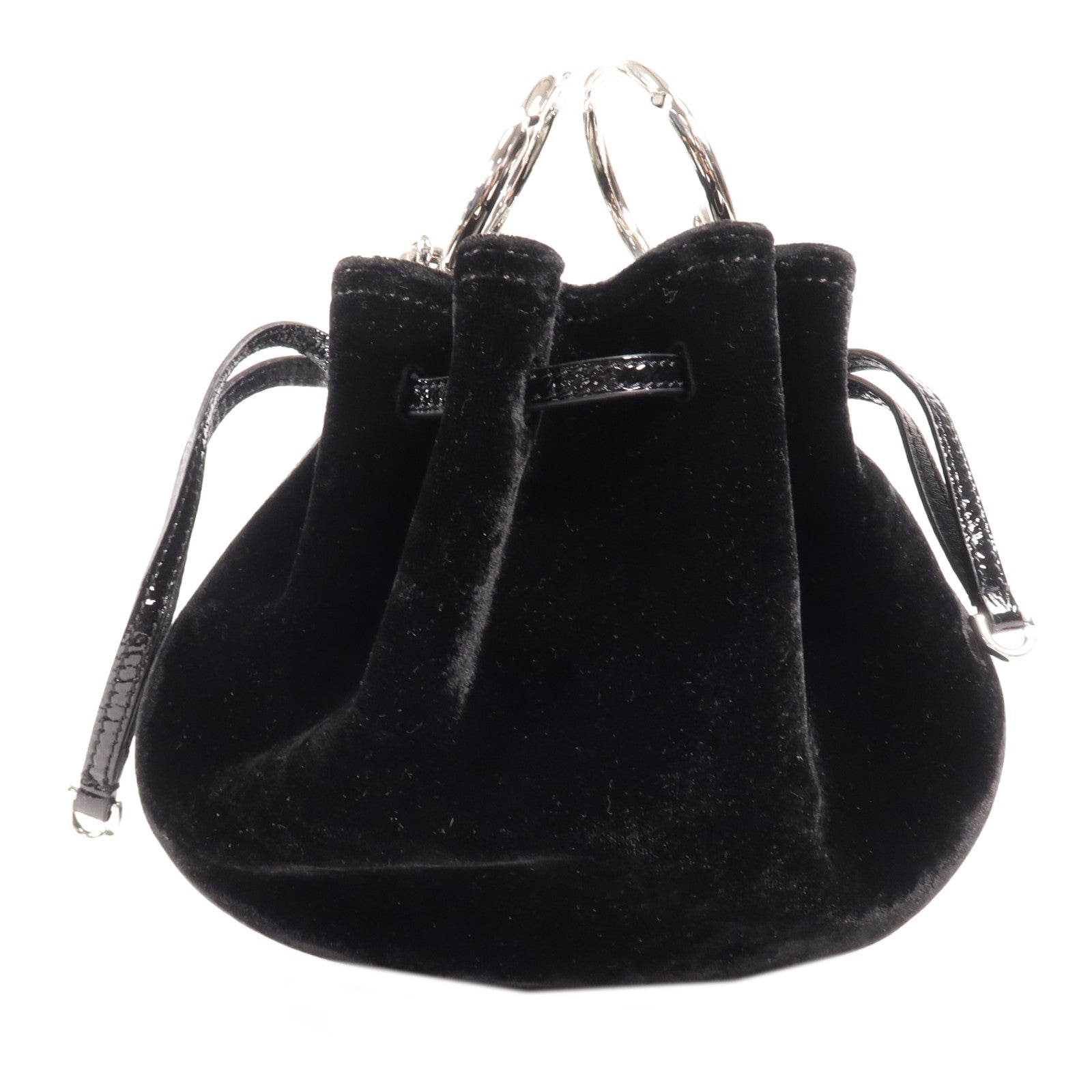 GIVENCHY 天鵝絨/牛皮皮革Shoulder Bag銀扣手挽肩背兩用袋