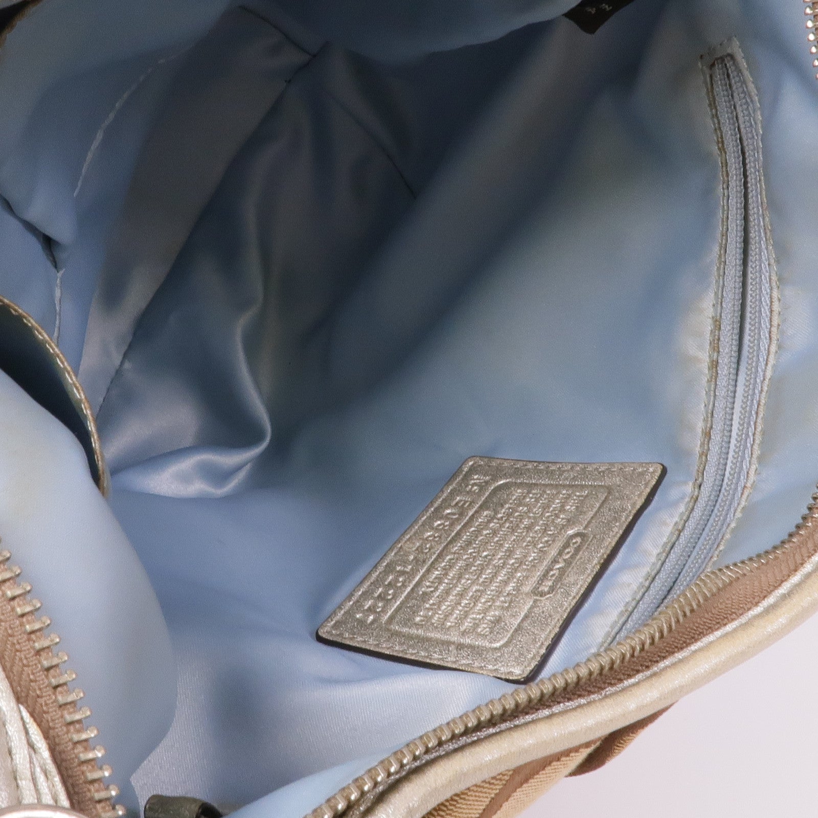 COACH 皮革/帆布Shoulder Bag銀扣肩背袋