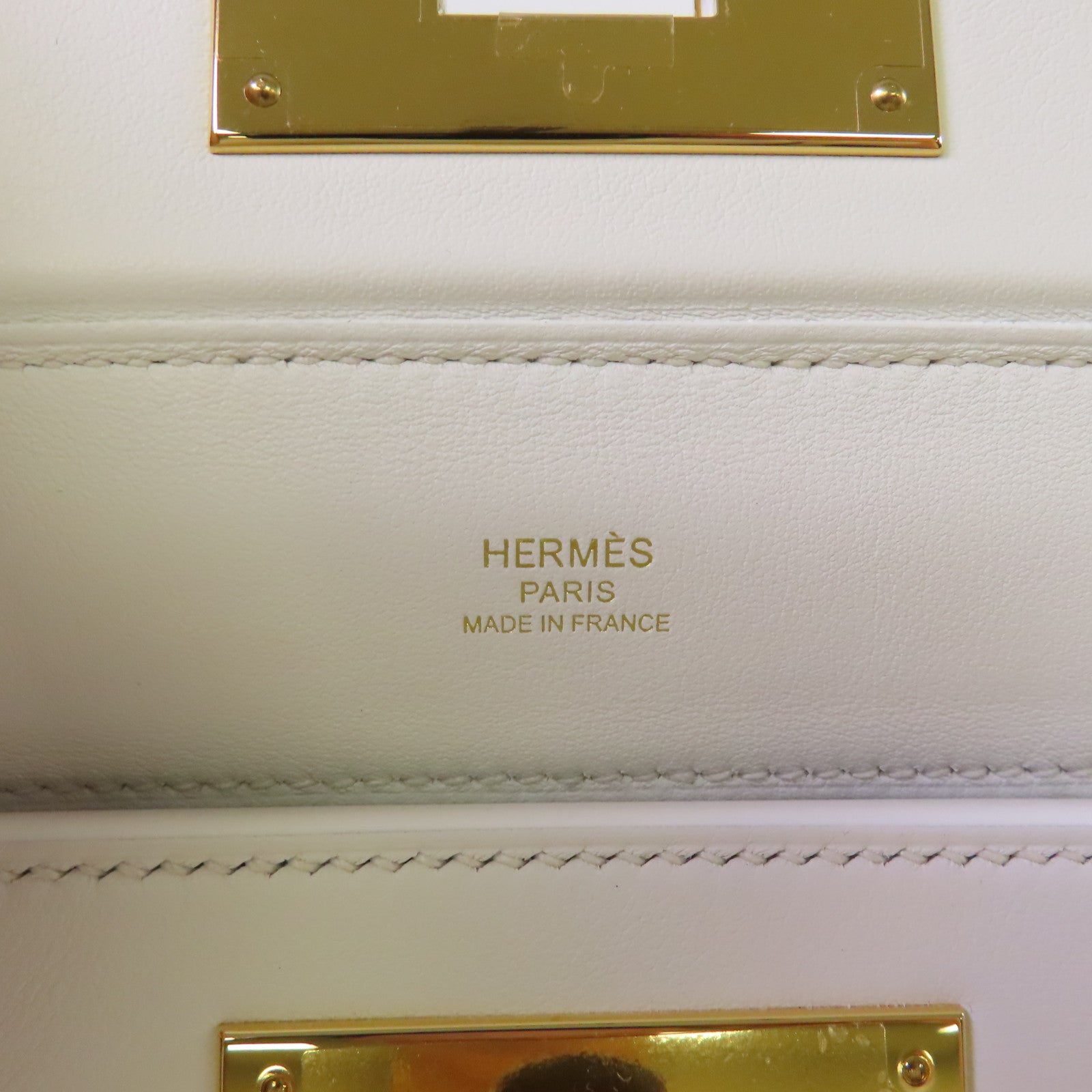 HERMES Evercolor皮革Mini 24/24 2Way Shoulder Bag金扣手挽肩背兩用袋白色