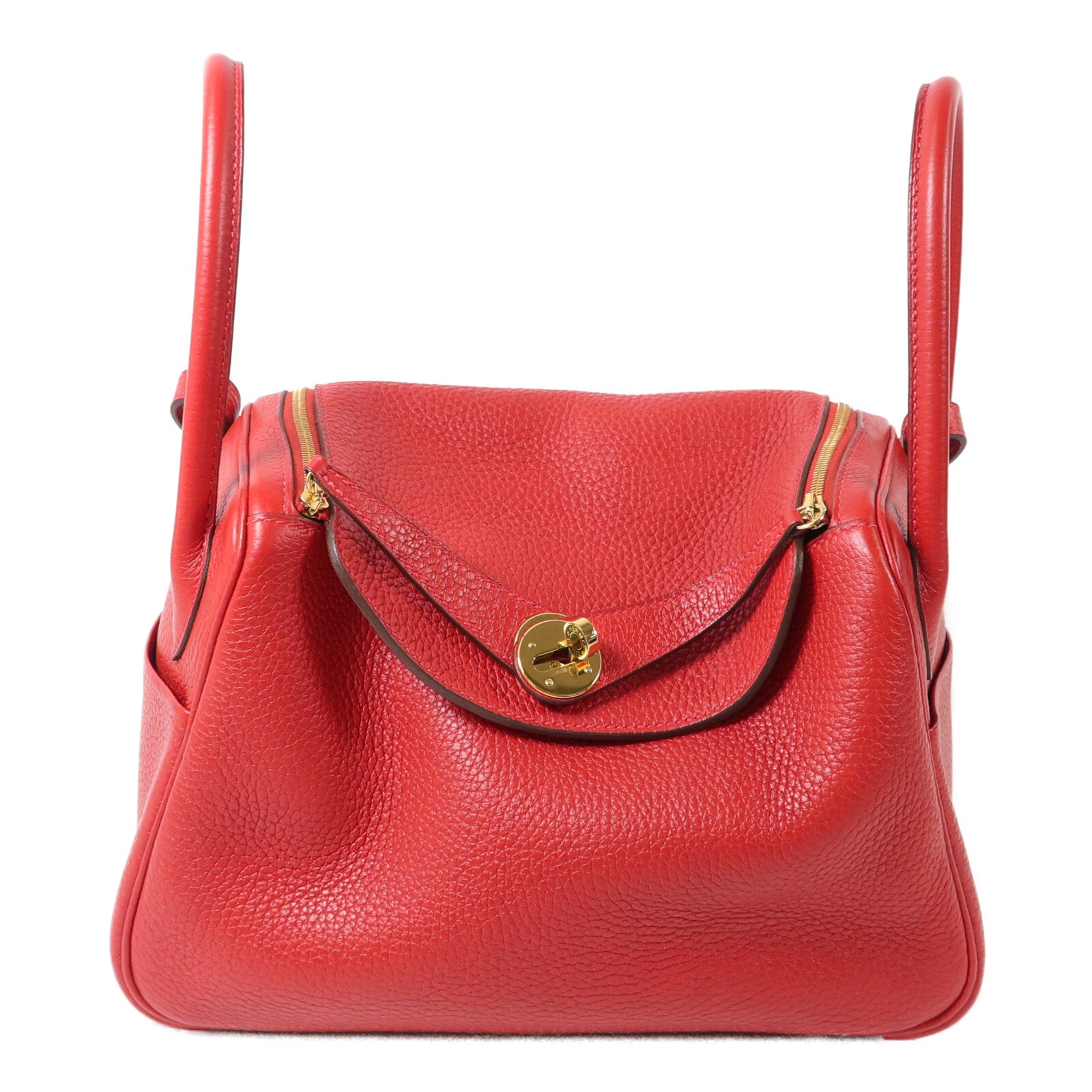 HERMES Togo皮革Lindy 26肩背袋Rouge Casaque