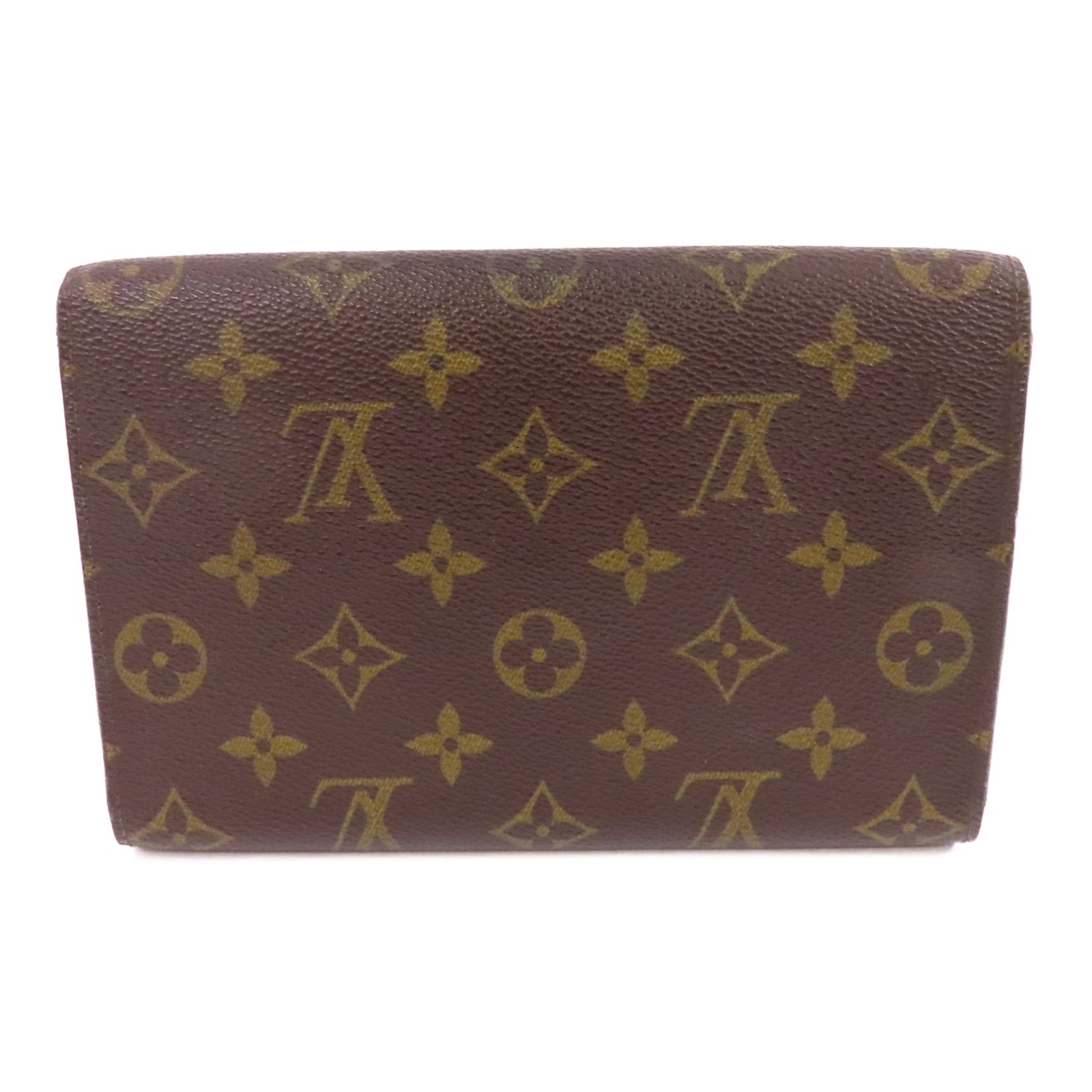 LOUIS VUITTON Monogram Pochette Passport金扣長錢包啡色
