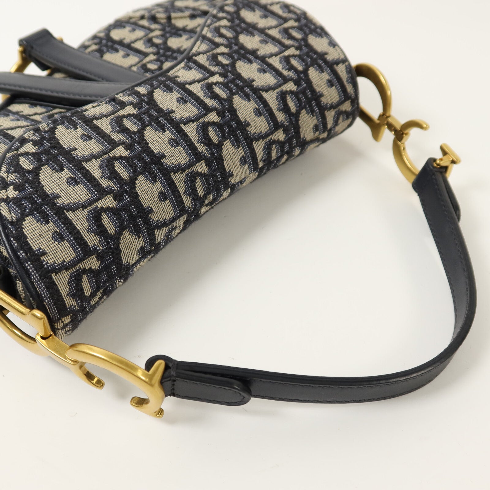 Dior 帆布Mini Saddle金扣肩背袋