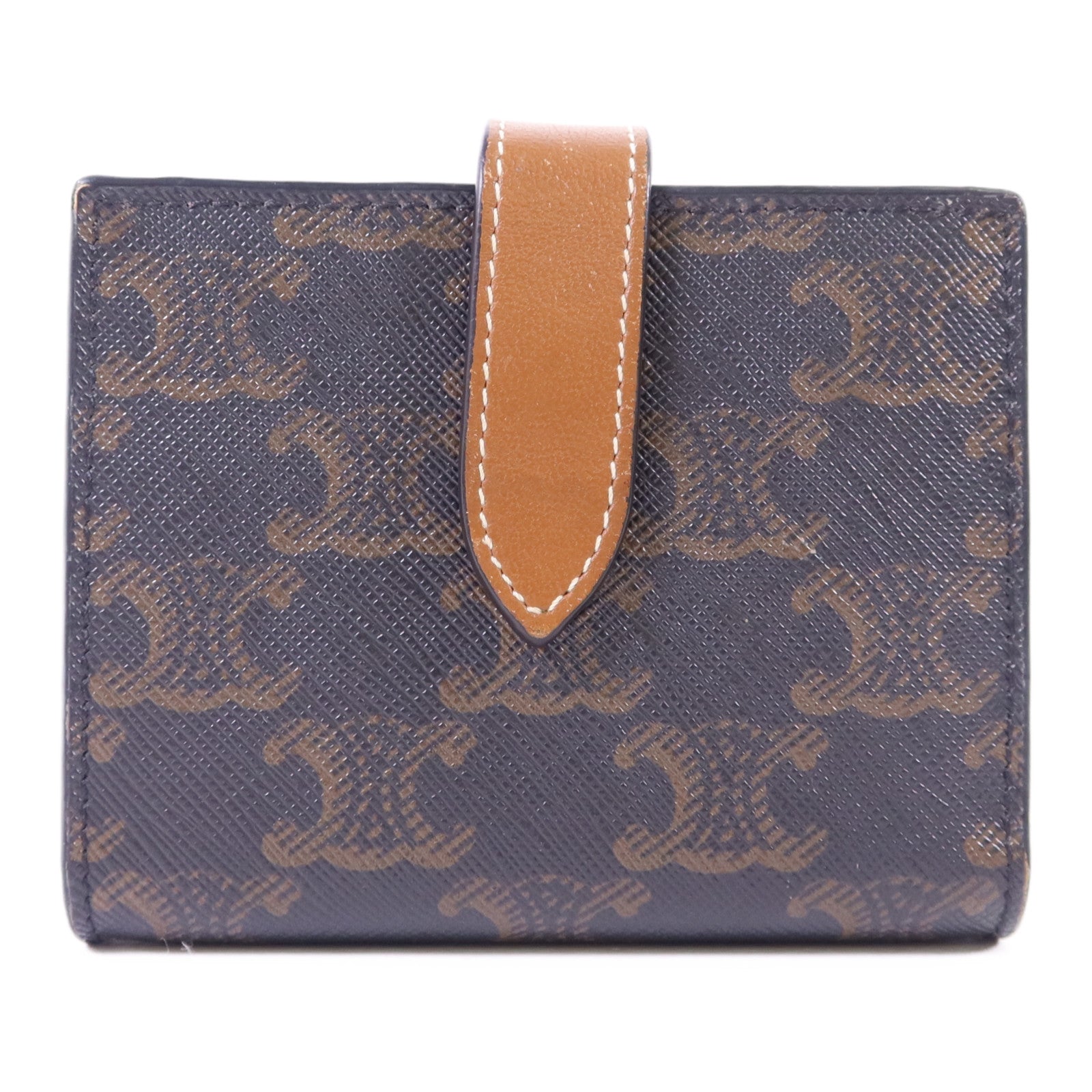 CELINE 塗層帆布/牛皮皮革Wallet金扣錢包