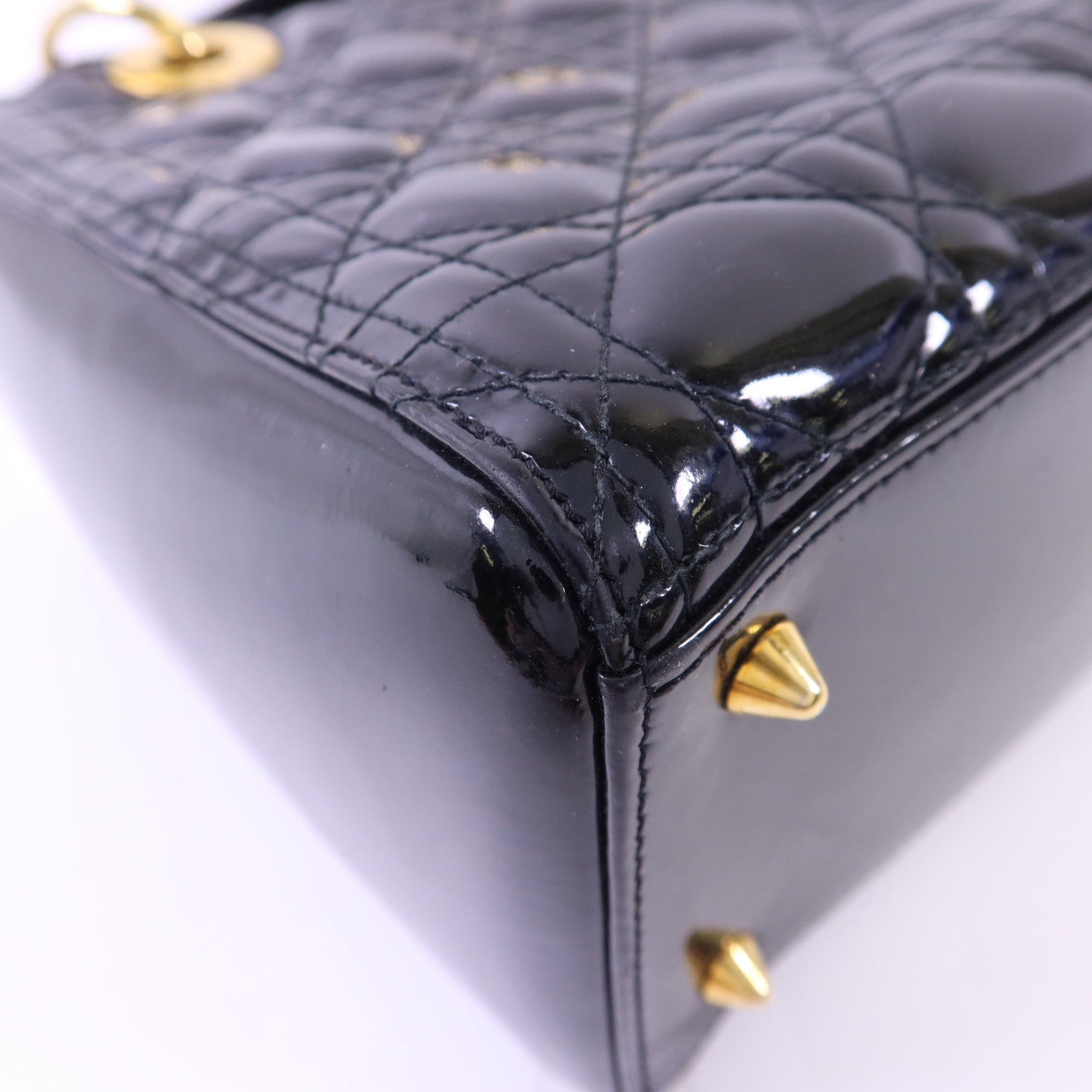 Dior 漆皮皮革Lady Dior金扣手挽肩背兩用袋