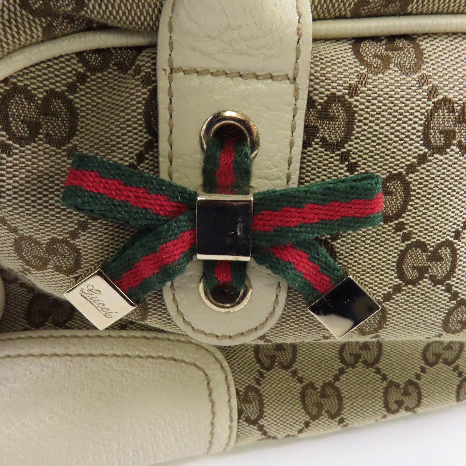 GUCCI 帆布Shoulder Bag金扣肩背袋啡色