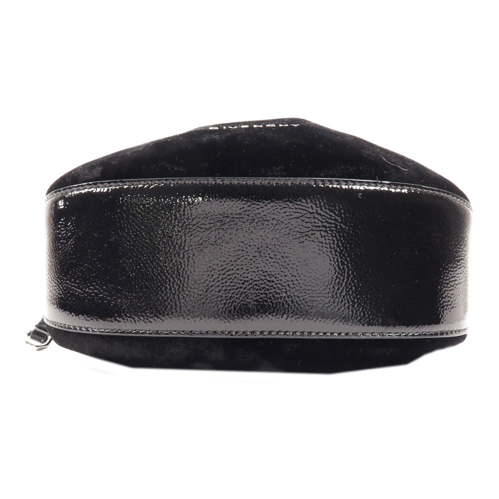 GIVENCHY 天鵝絨/牛皮皮革Shoulder Bag銀扣手挽肩背兩用袋