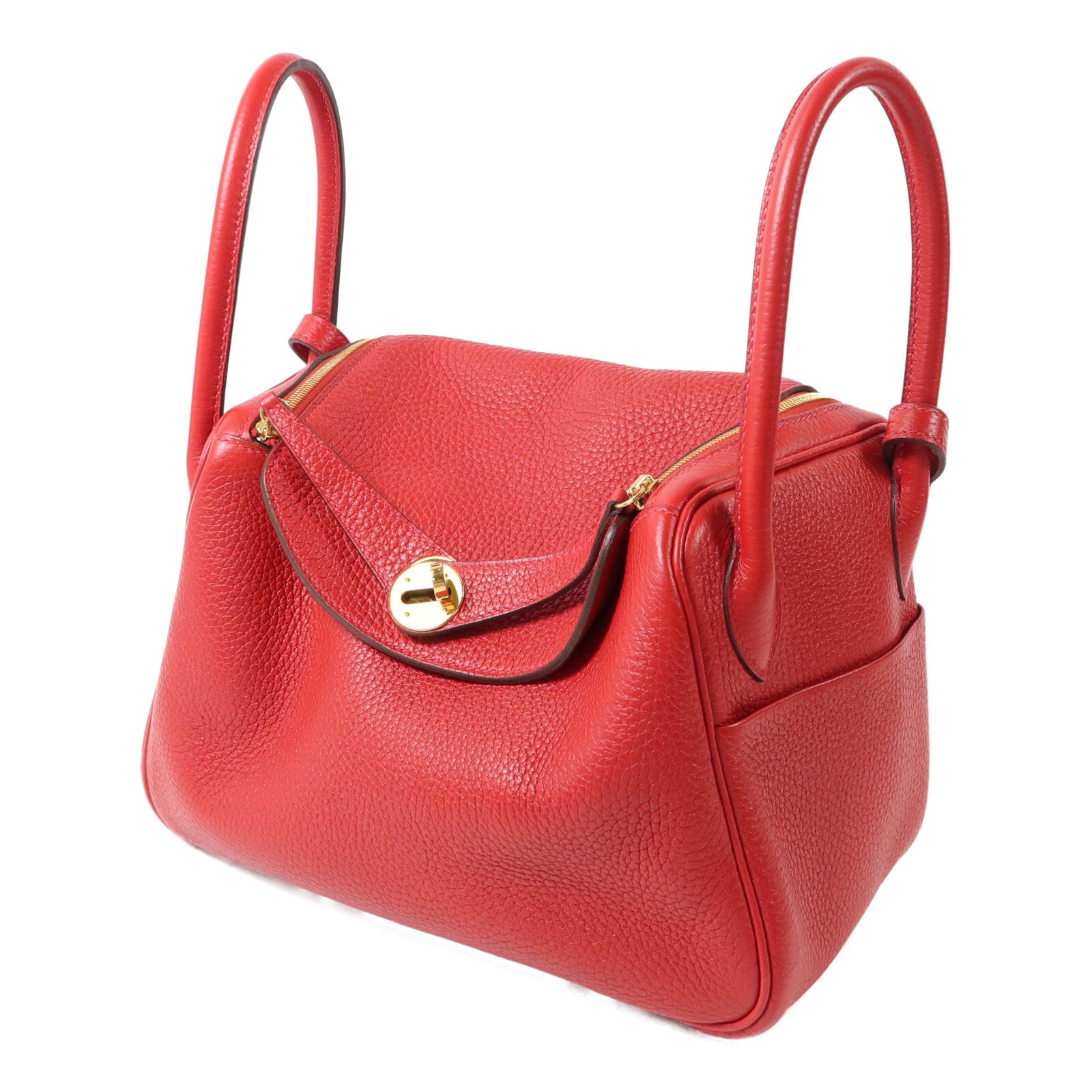 HERMES Togo皮革Lindy 26肩背袋Rouge Casaque