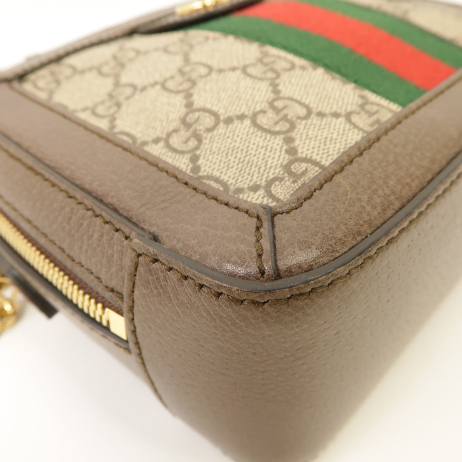 GUCCI 塗層帆布Ophidia GG Mini金扣肩背袋棕色