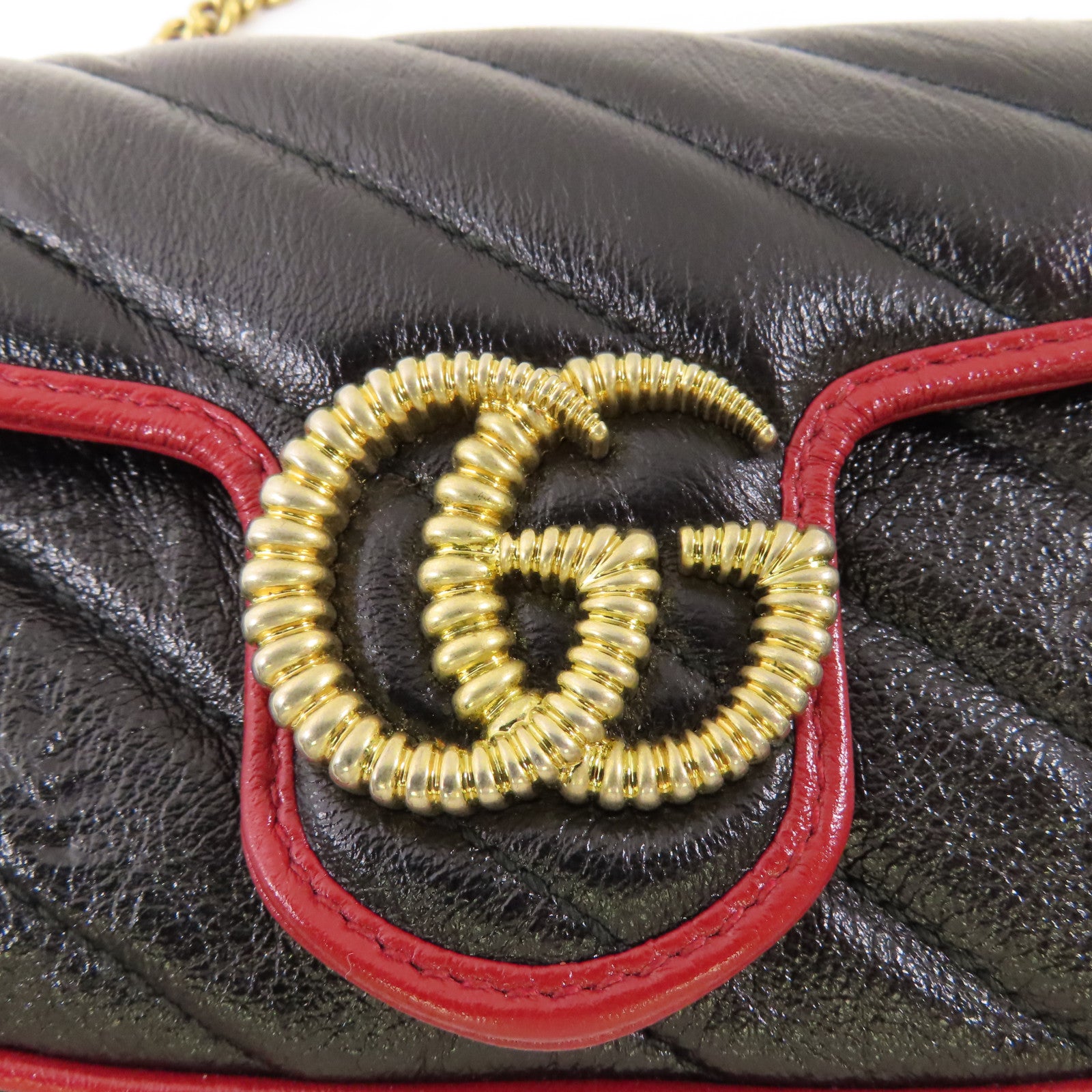 GUCCI 牛皮皮革Shoulder Bag金扣鏈帶肩背袋
