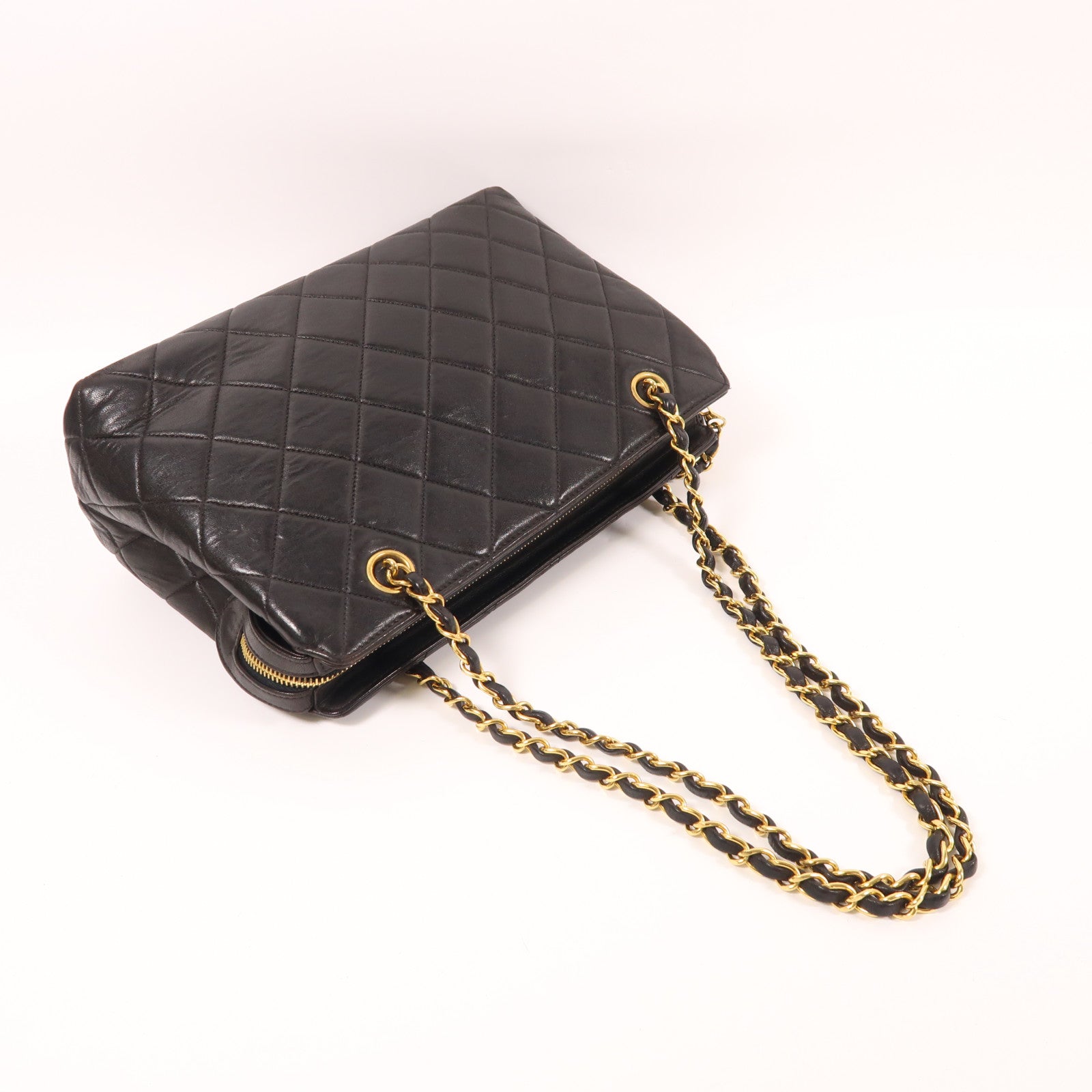 CHANEL 羊皮皮革Vintage Chain Shoulder金扣鏈帶肩背袋