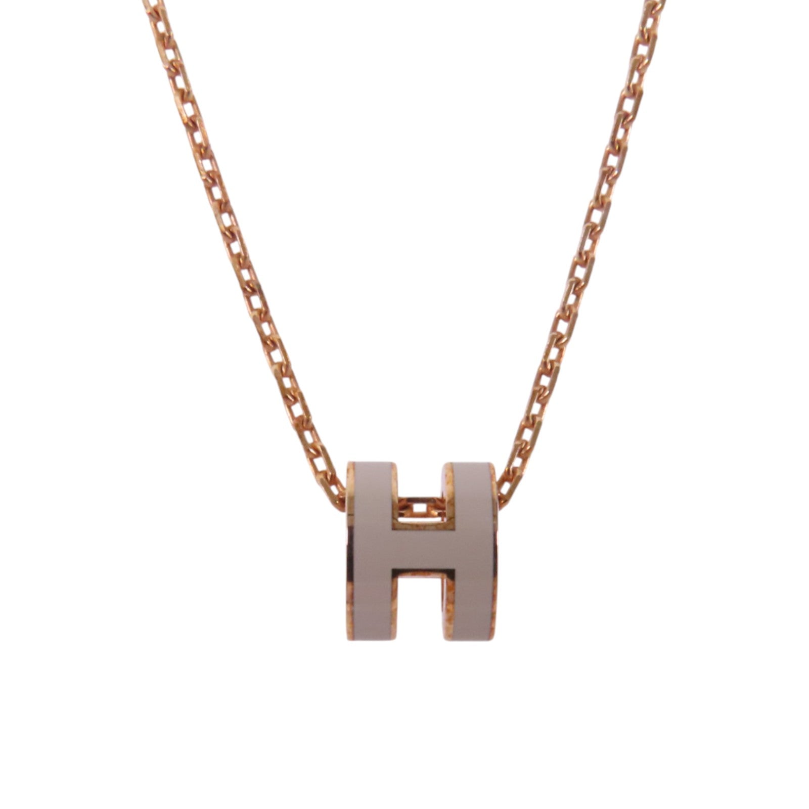 HERMES 金屬/琺瑯Mini Pop-H Necklace金扣項鏈