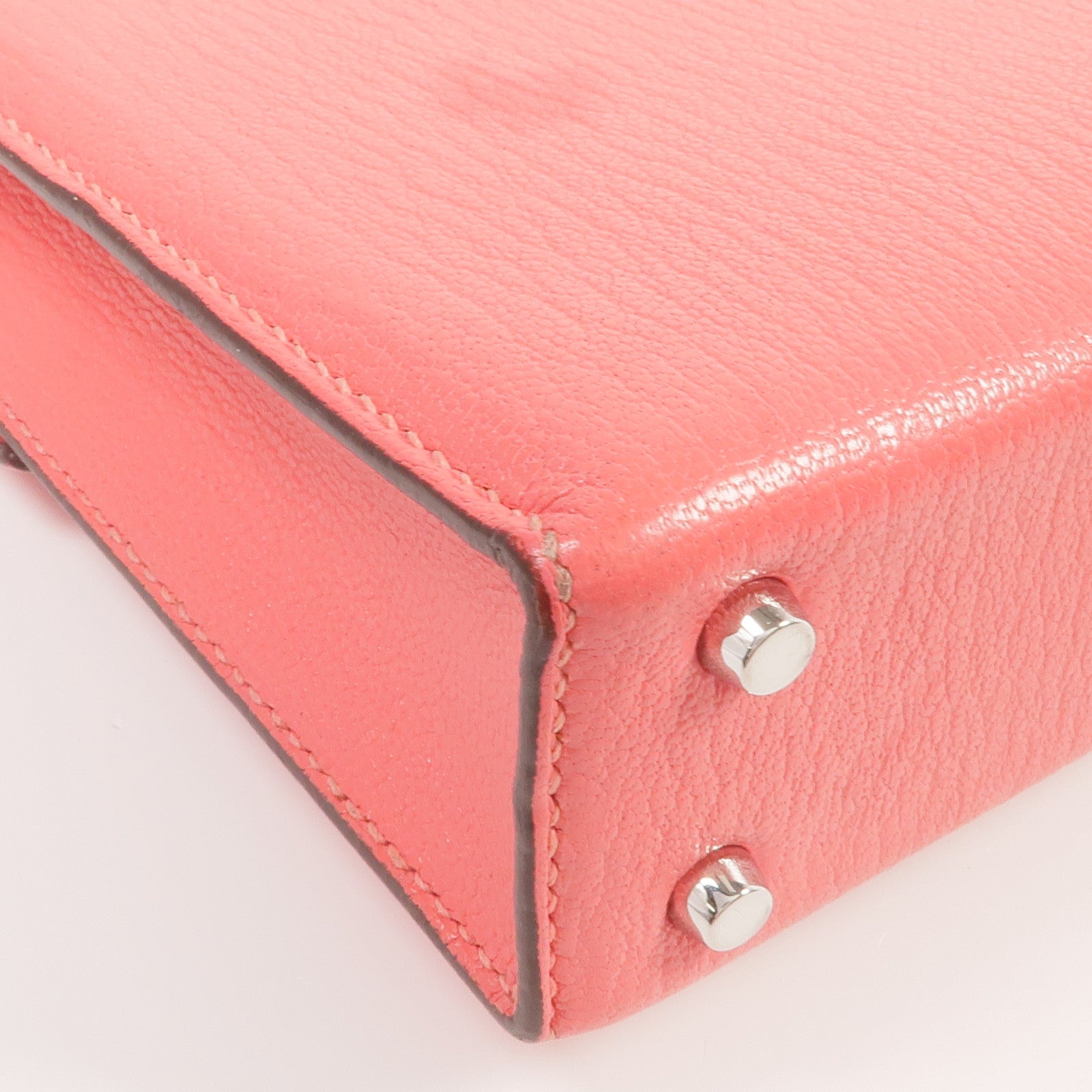 HERMES Chevre皮革Verrou Mini銀扣鏈帶肩背袋Rose Lipstick